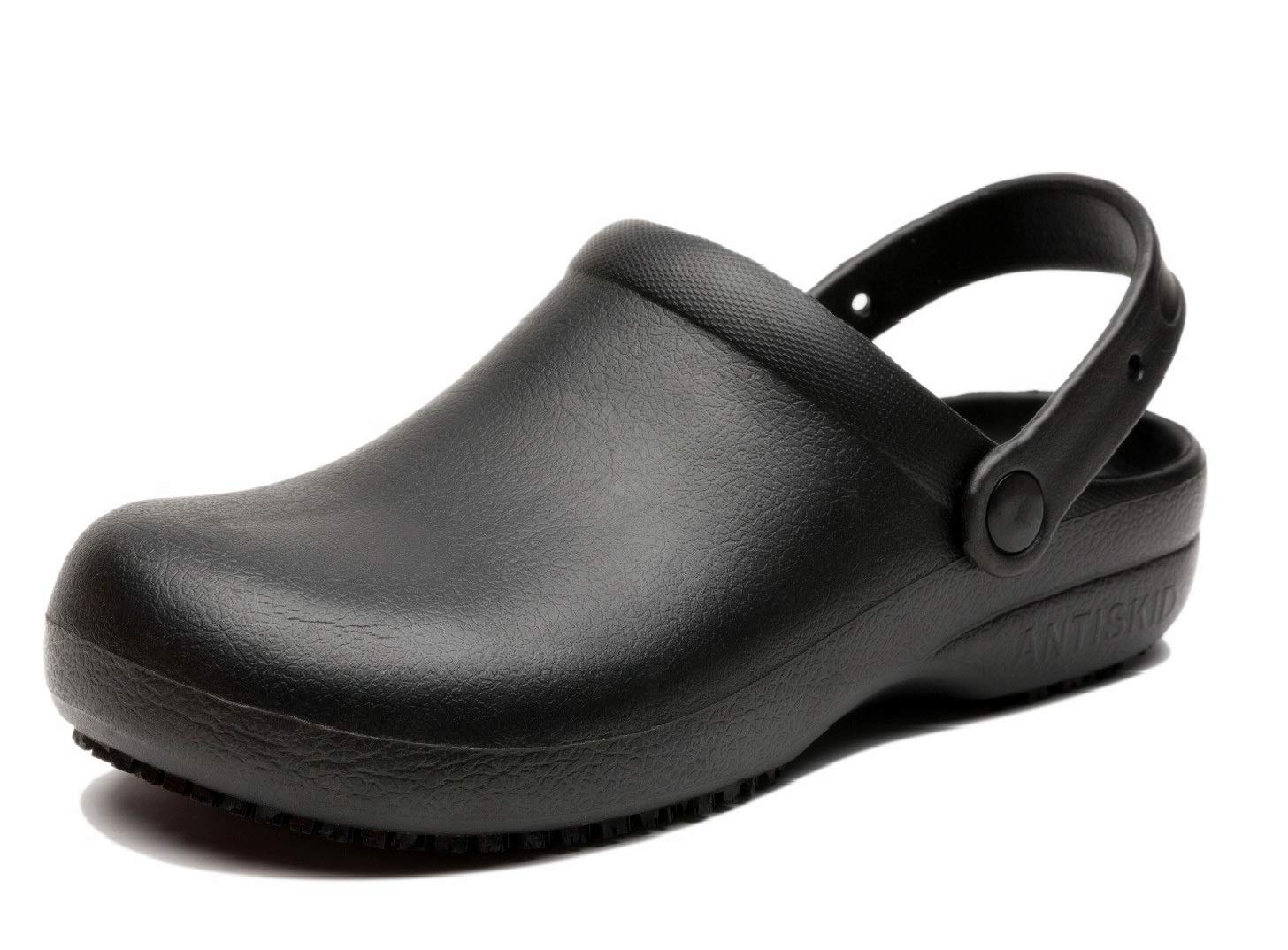 INiceslipperUnisex Anti-Slip Chef Clog Oil Water Resistant Work Shoes Flats, Black, 8 Women/7 Men