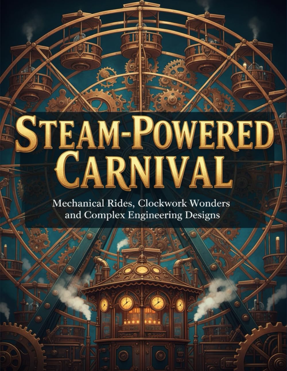 Steam-Powered Carnival: An Intricate Steampunk Coloring Book: Mechanical Rides, Clockwork Wonders, and Complex Engineering Designs for Adults and Technical Colorists