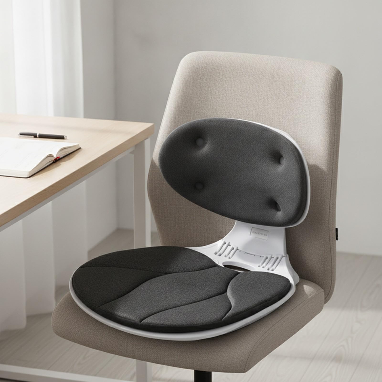 Cojín Ergonómico con Respaldo Cómodo, Gris