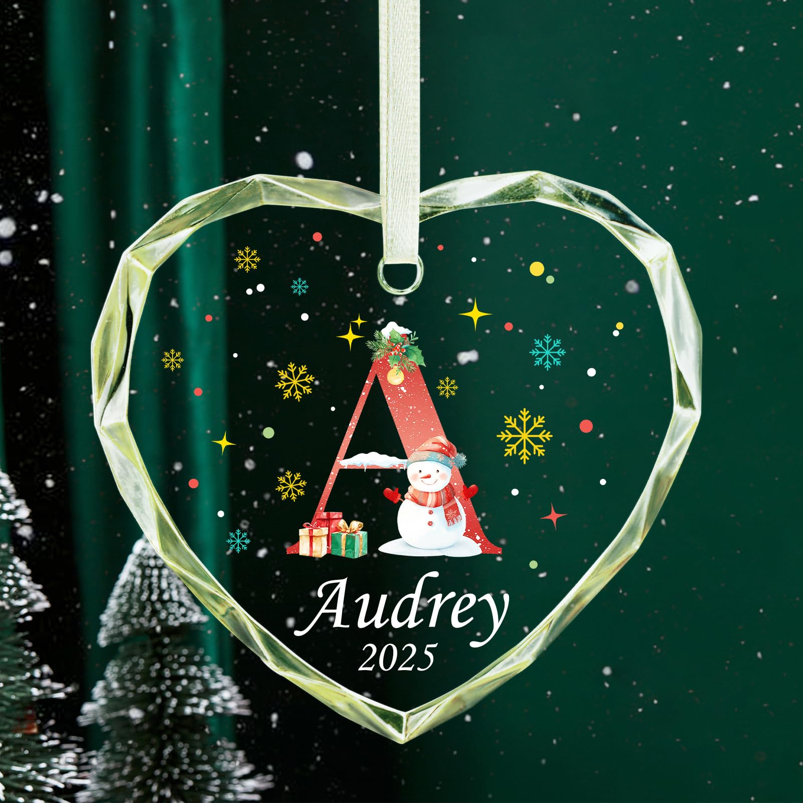 Personalized Name Ornaments for Christmas Tree, Custom A-Z Letter Ornament