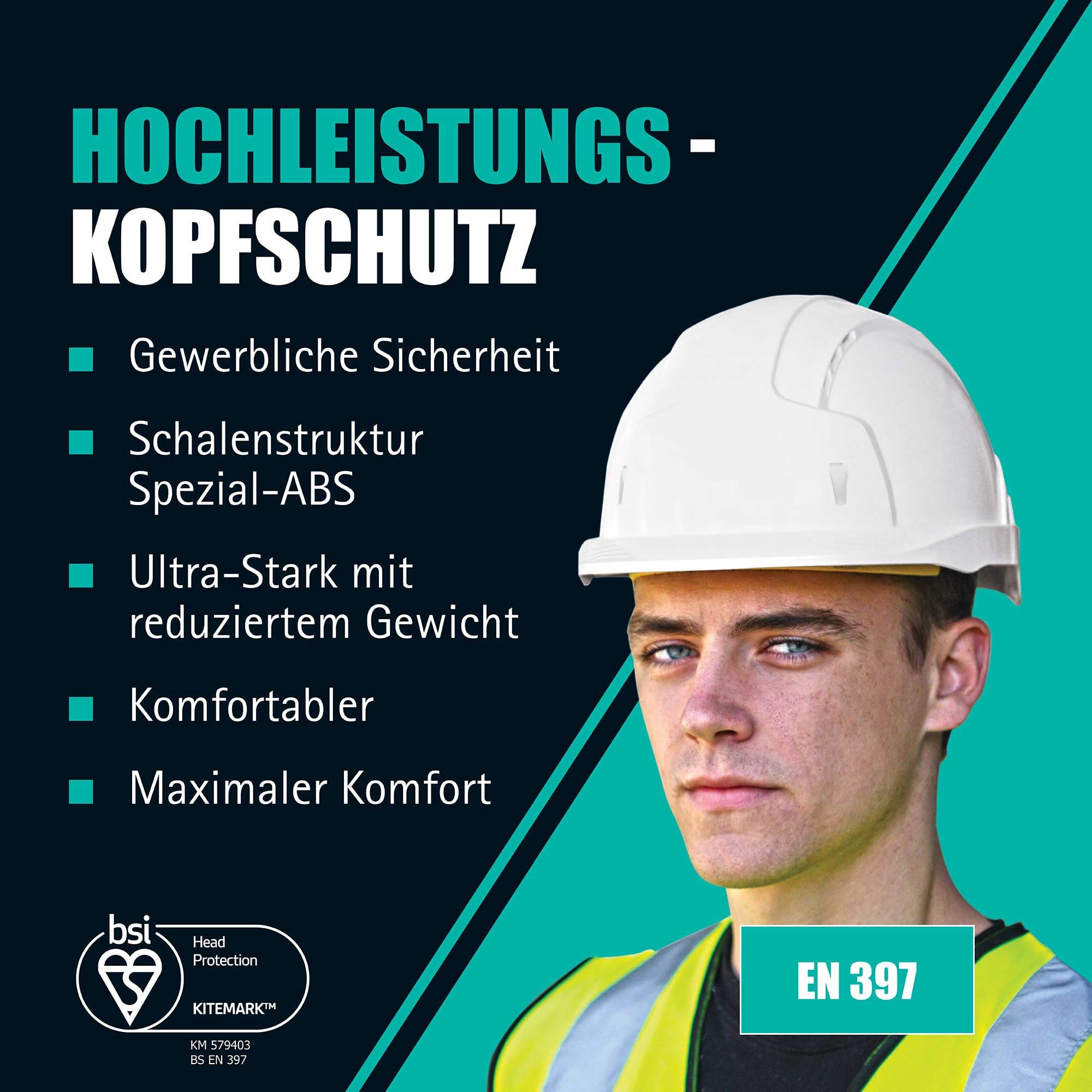 JSP EVOLITE CR2 Schutzhelm Bauhelm, Drehverschluss, Reflektierend, Weiß | JSPs leichtester Schutzhelm mit CR2-Reflextechnologie, 6-Punkt-Textilaufhängung und Drehverschluss. EN 397-zertifiziert.