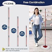 Vista 2 de Mango de repuesto para fregona giratoria MXZONE compatible con mopa giratoria O Cedar y cubo, mango de 4 secciones de 30 a 58 pulgadas, palo