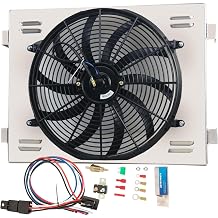Aluminum Radiator Shroud Electric Fan+Relay for 1955 1956 1957 Chevy Bel Air/Nomad V8 Engine
