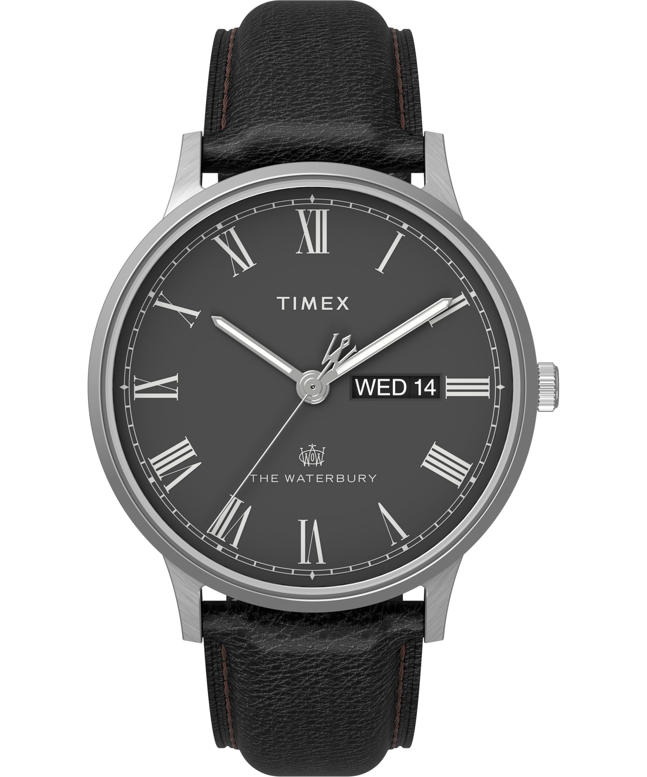 Timex Men's Waterbury 40 mm Watch - Black Leather Strap with Black Dial and Stainless Steel Case TW2U88600