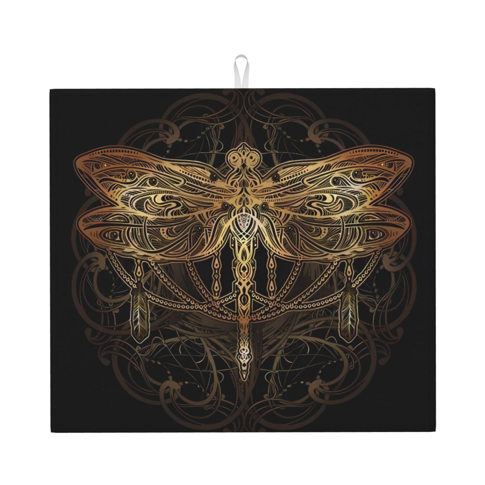 HJFCZH dragonfly Prints Kitchen Drying Mat – Absorbent Microfiber Throw for Dishes, Non-Slip Counter Cover, Quick-Drying Layer with Fade-Resistant Print