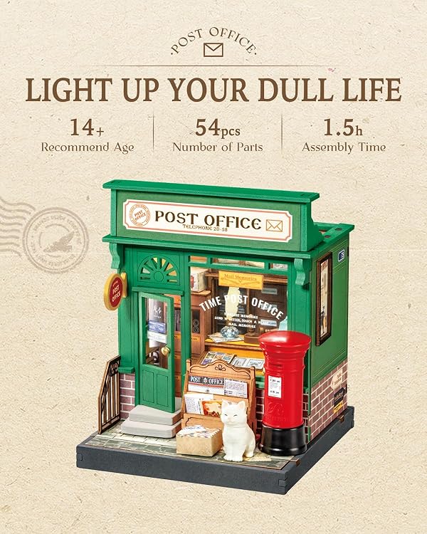 Rolife DIY Mini Building House Miniature Kit-Century Post Office, Miniature Lifestyle Mini Bookshelf Decoration, DIY Hobbies/Gifts for Craftsman (Century Post Office) by Rolife - Image 8