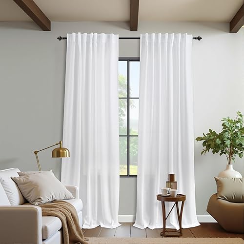 Miniatura 75 de KOUFALL Cortinas transparentes de lino de 90 pulgadas, cortinas para Sala Modernas 2025 De Lino Elegantes, cortinas personalizadas con pestaña
