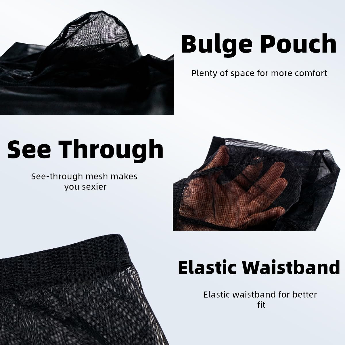 Men's See Through Underwear Ultra Sheer Boxer Briefs Bulge Enhancing Ball Pouch Trunk Underwear - Image 4