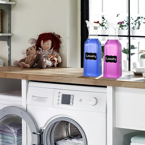 Miniatura 8 de YOUEON Paquete de 8 jarras de agua de plástico de 50 onzas con tapa y etiqueta, recipientes de bebida de agua transparente, jarra de jugo a granel