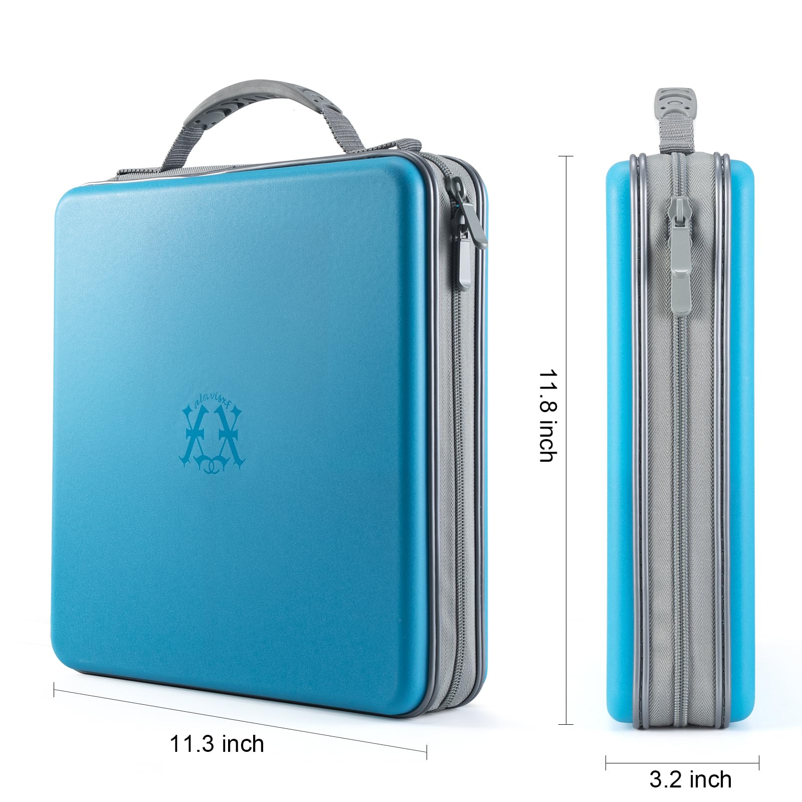 alavisxf xx Custodia per CD, 224 pezzi, in plastica rigida, portatile, di grande capacità, per auto, casa, viaggi (colore celeste, capacità 224)
