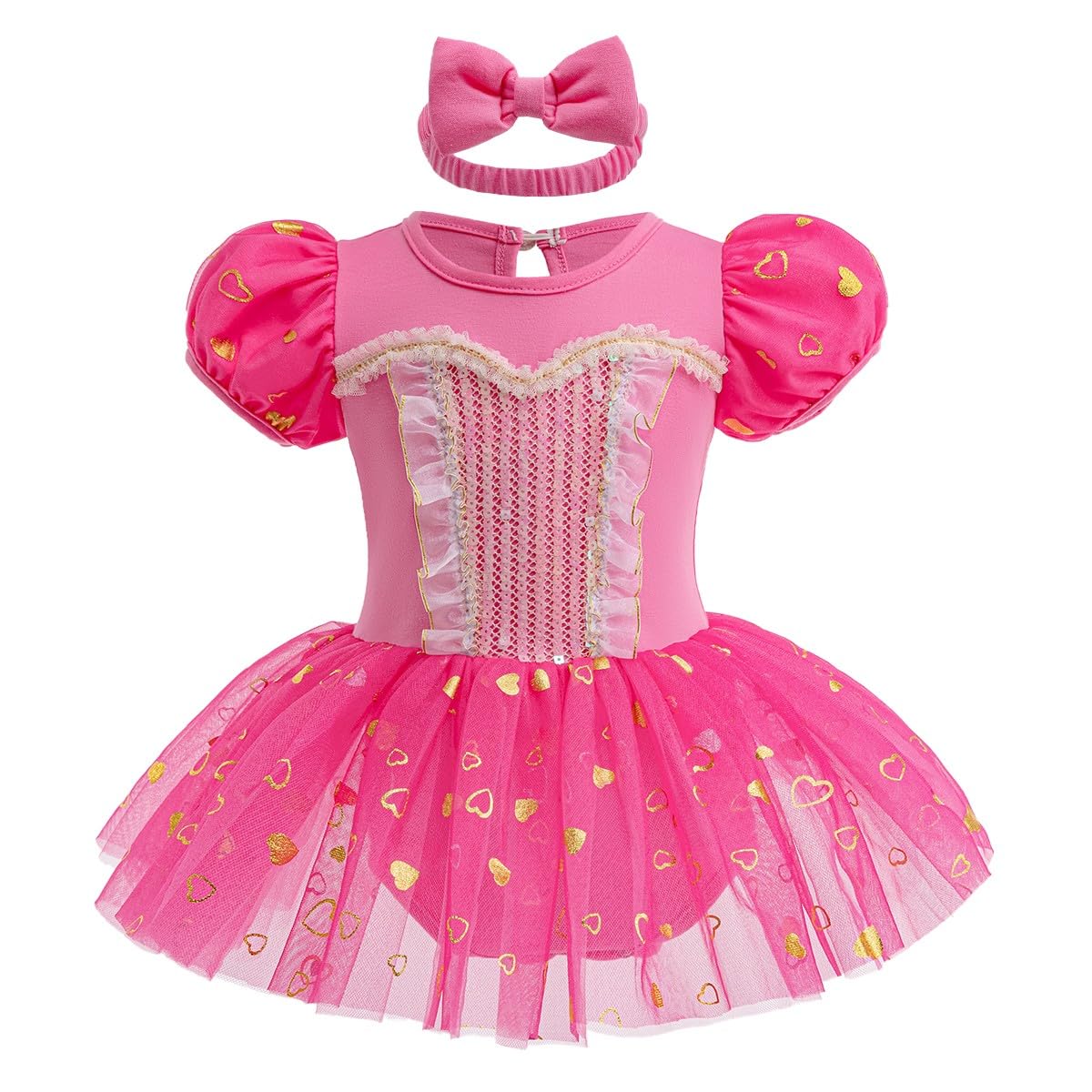 FMYFWY Baby Girls Aurora Princess Costume Halloween Christmas Birthday Party Romper Tutu Dress w/Headband