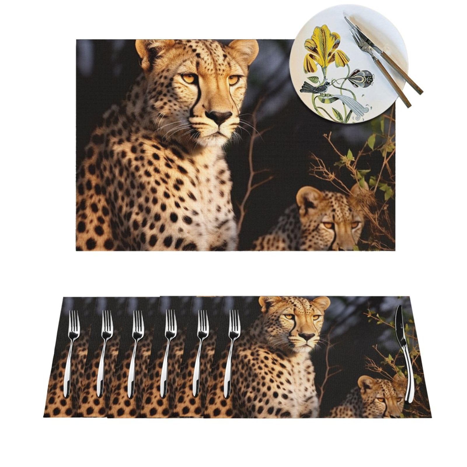 Sets de table motif léopard pour repas en intérieur et extérieur chic