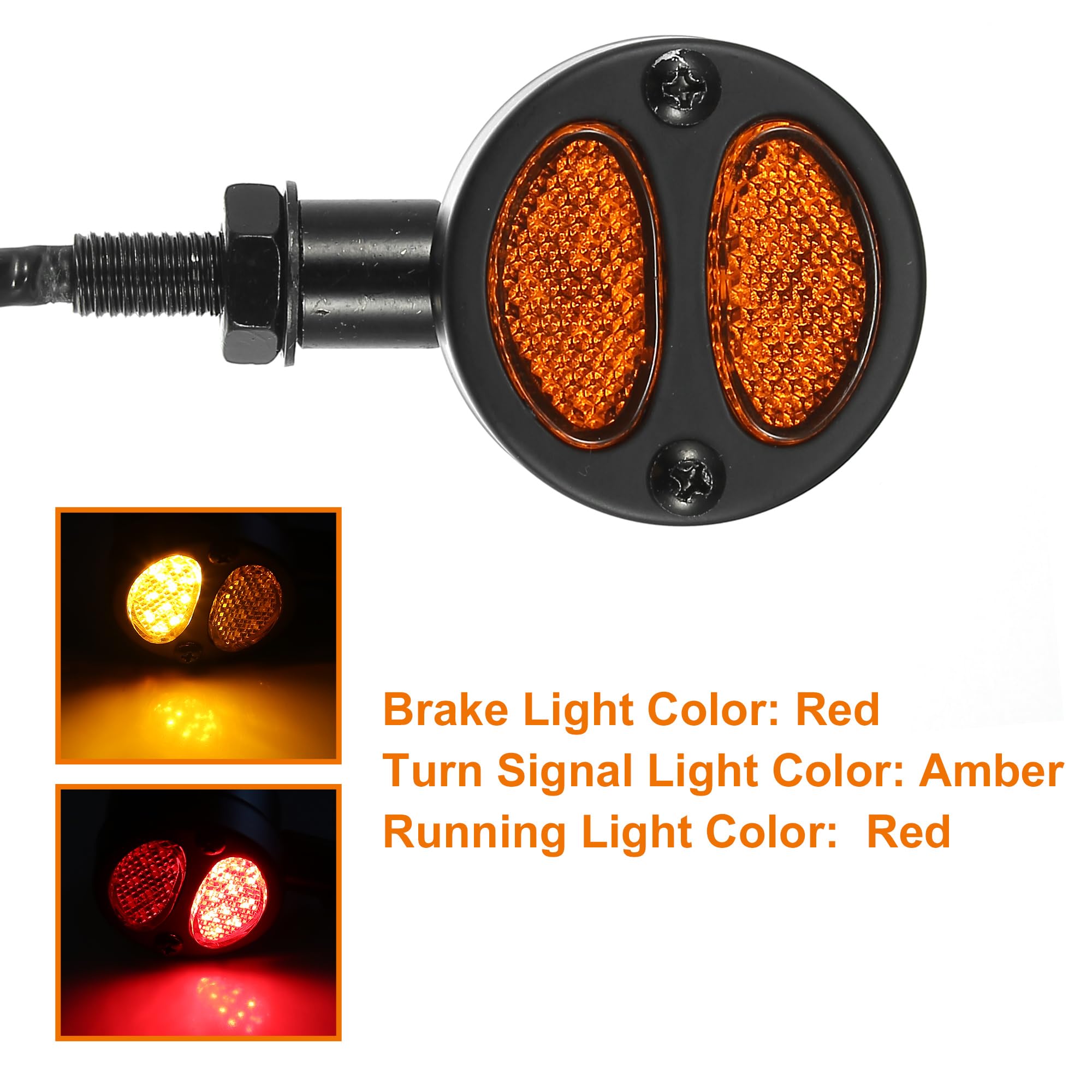 4-Piece LED Motorcycle Turn Signals - Amber Running Lights For Bikes & ATVs
