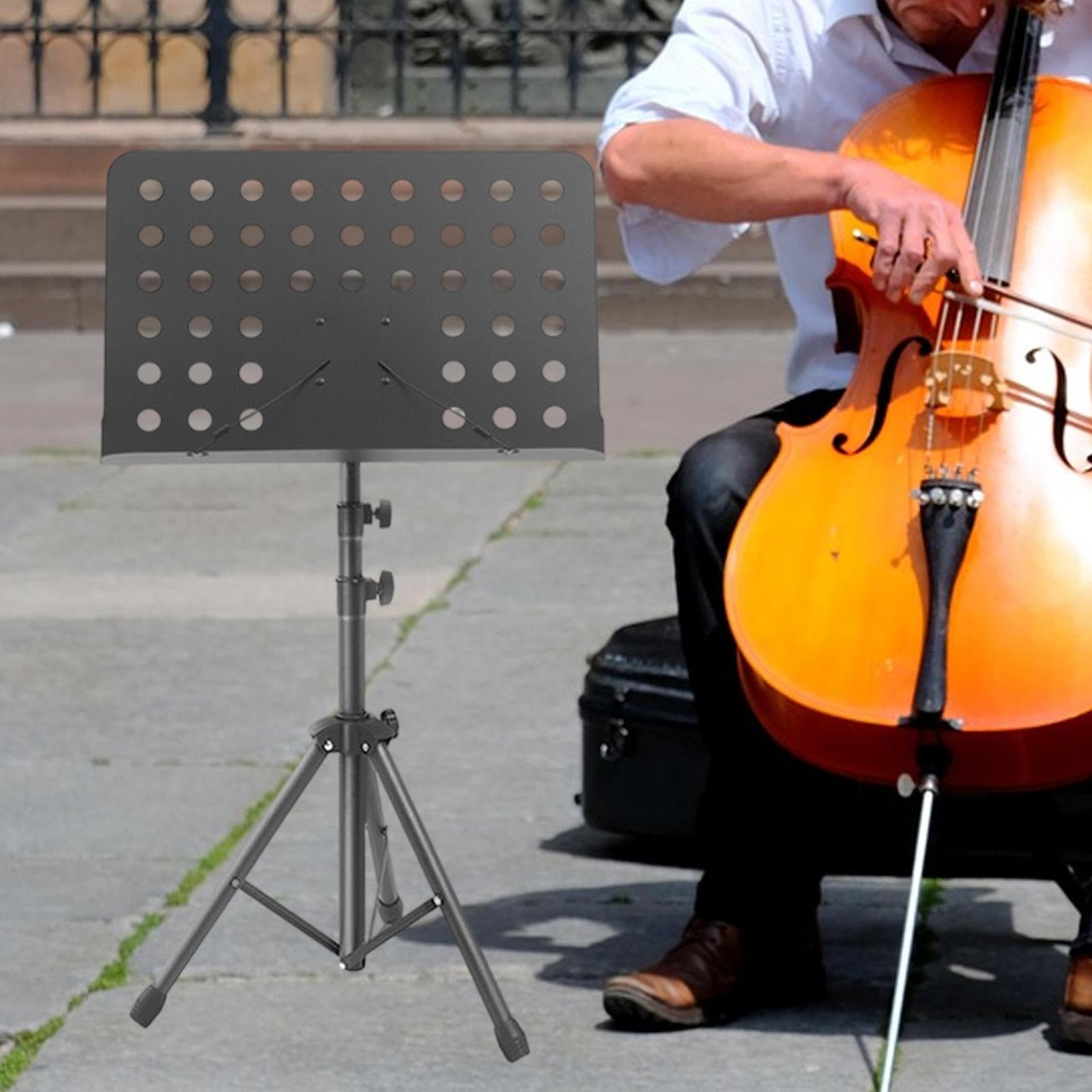 Generic Notenständer Höhenverstellbar Metall Stativ Tragbar Stabil für Musiker Instrumentenunterricht Musikschule Orchester Bandprogramm Geeignet, Schwarz