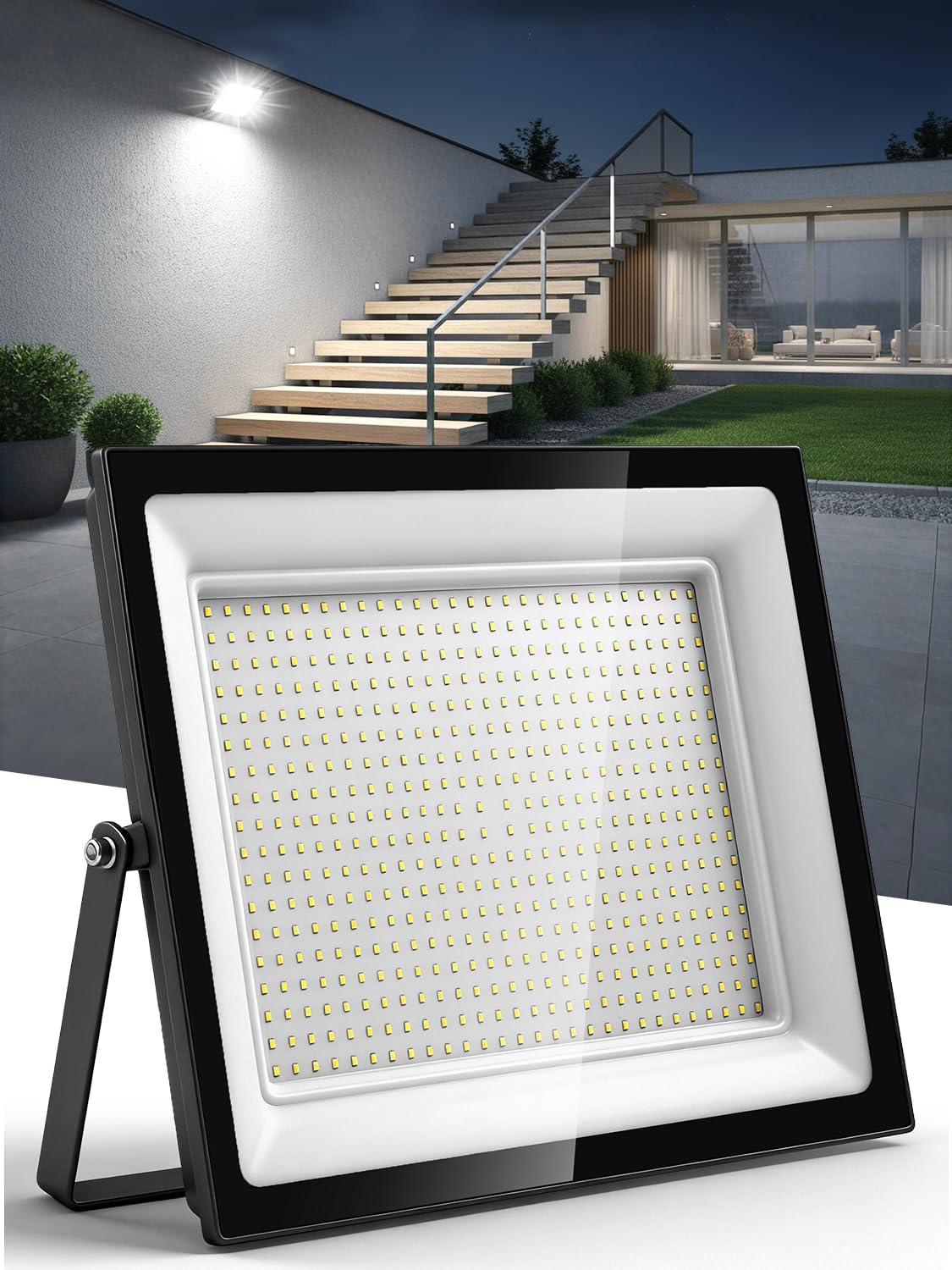 500W Faretto LED da Esterno,6500K Bianca Fredda Faretti Esterno,5000LM Super Luminoso Faro LED,IP66 Impermeabile Fari per Giardino, Cortile, Terrazza, Patio, Garage
