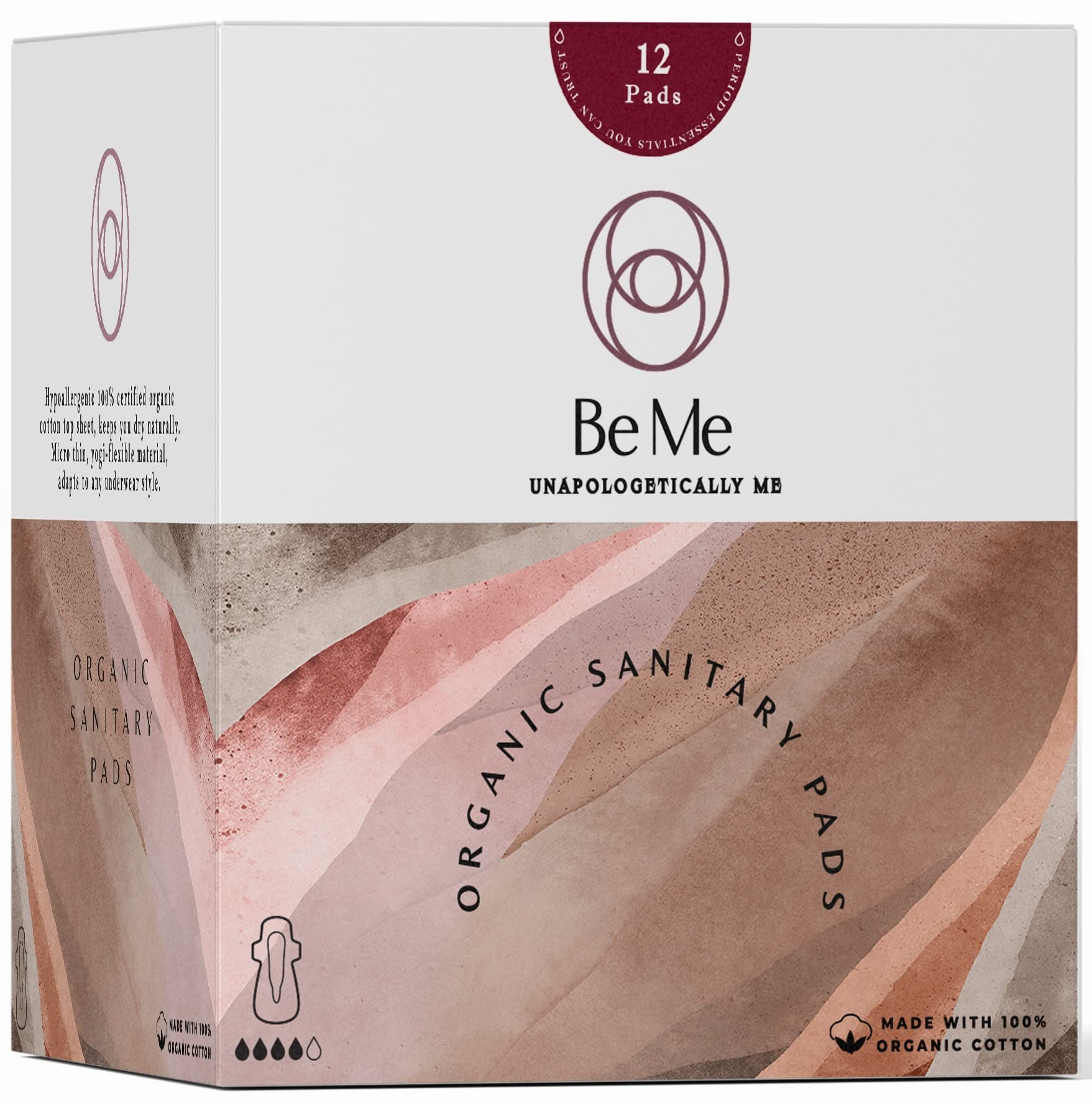 Be Me Rash-Free Sanitary Pads Micro Thin Ultra Soft Superior Absorbency (Pack of 12 Pads: 4R+4L+4XL - For Normal/Medium/Heavy Flow - White Disposal Pouch with each pad)