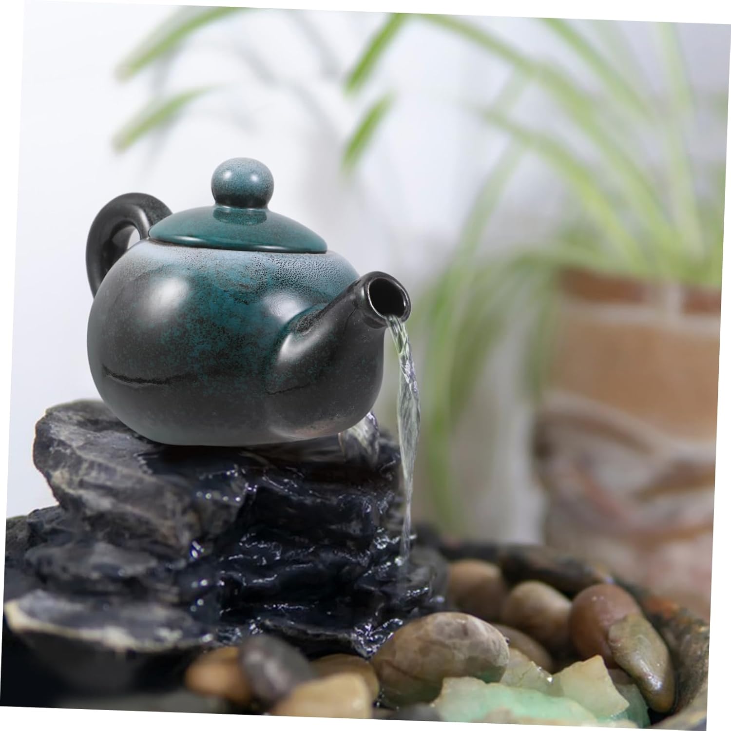 Vaguelly Ceramic Waterfall Fountain Jar Decorative Outdoor Indoor Fountain Decor Circulating Water Feature for Fish Tanks and Gardens Elegant Landscape Accessory