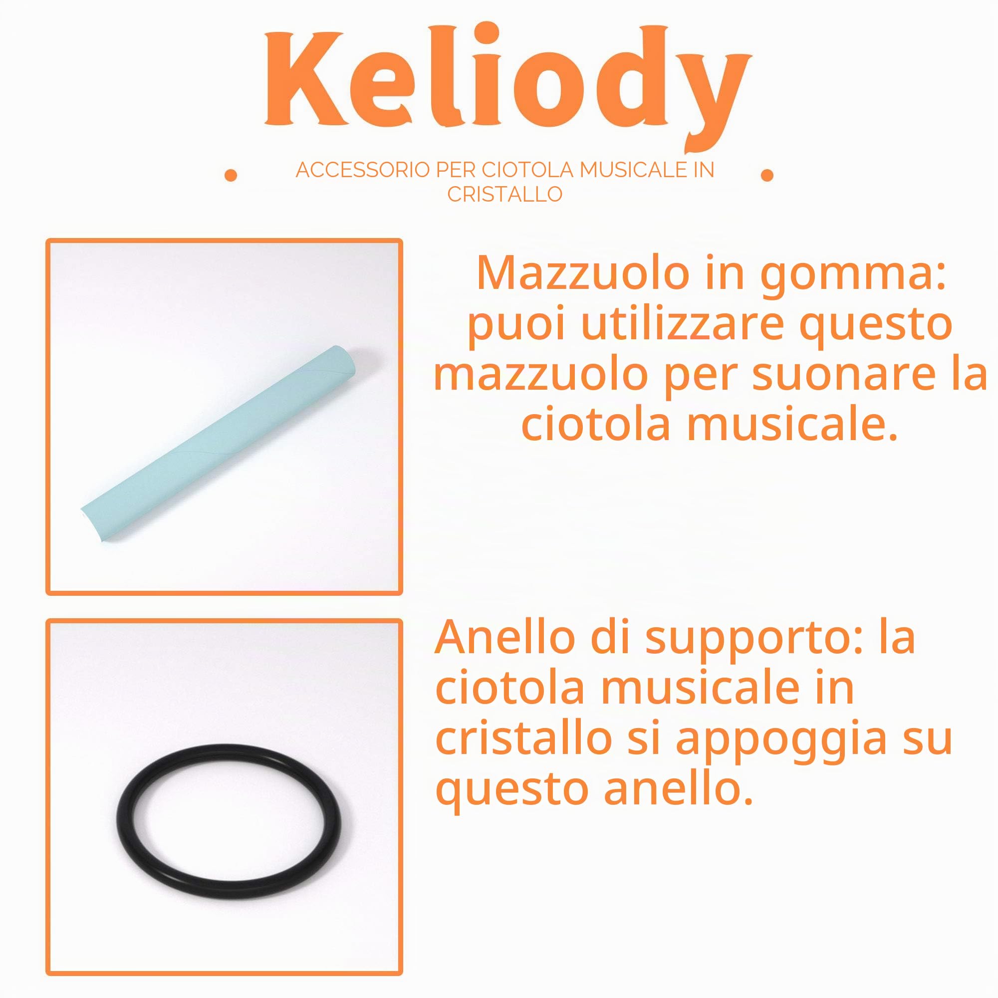 Campana tibetana da 20 cm in cristallo bianco smerigliato, in Fa, per il chakra del cuore, set con anello e mazzuola in camoscio, per rilassamento e meditazione