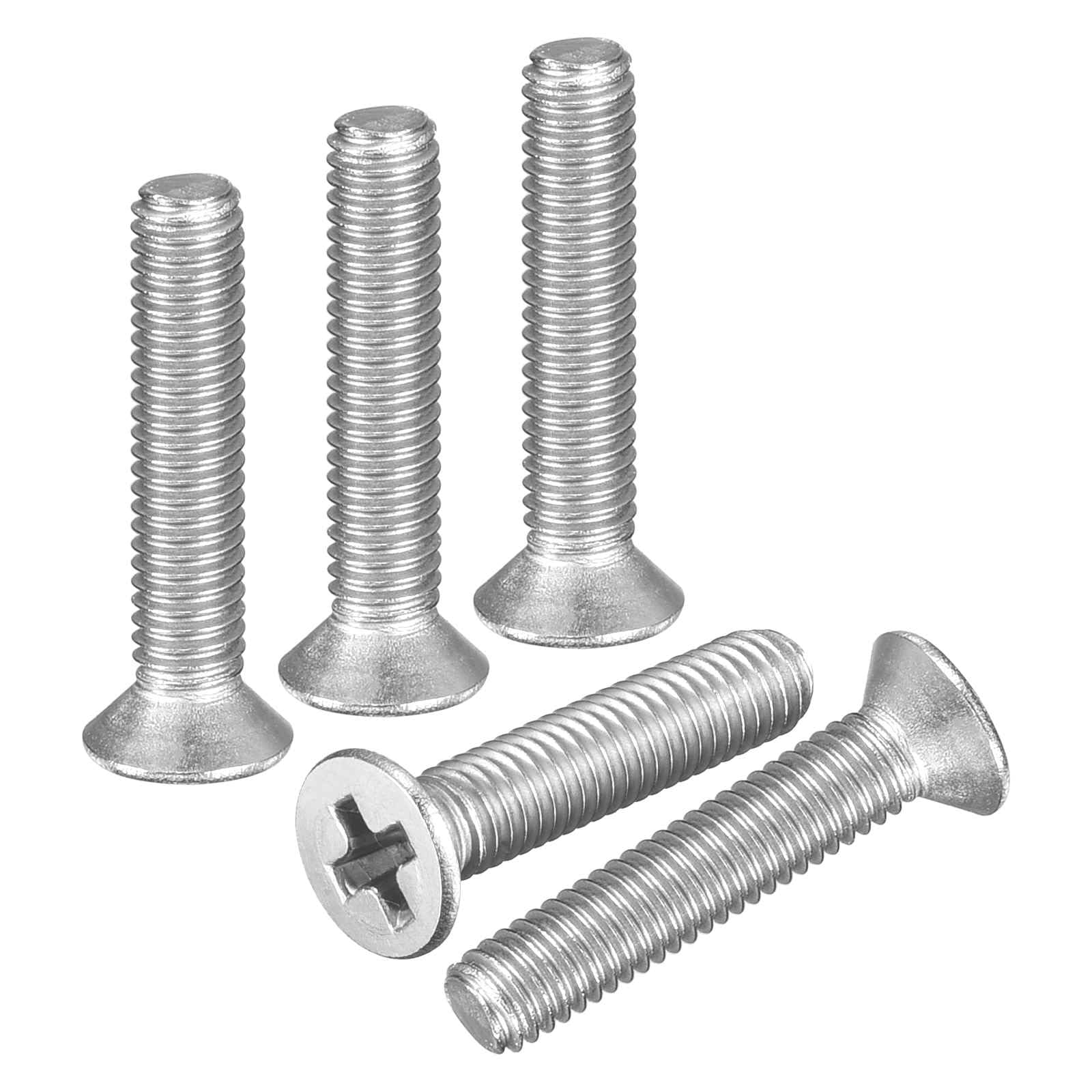 DTGN M3.5-0.6x14 Flat Head Machine Screws - 50pcs - Good for Furniture and Machinery - 304 Stainless Steel Phillips Countersunk Machine Screws Bolts - Silver