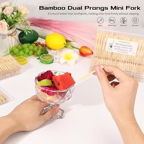 Miniatura 3 de Tenedores para aperitivos, mini tenedor desechable para aperitivos, dos puntas, palillos de dientes elegantes para aperitivos, frutas, tenedores de