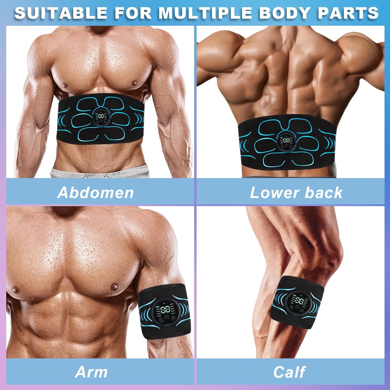 AB Stimulator, AB stimulator Muscle Toner, ABS Stimulator Abdominal, for Abdomen, Arms, Legs. Fitness Belt KLT-07 Blue