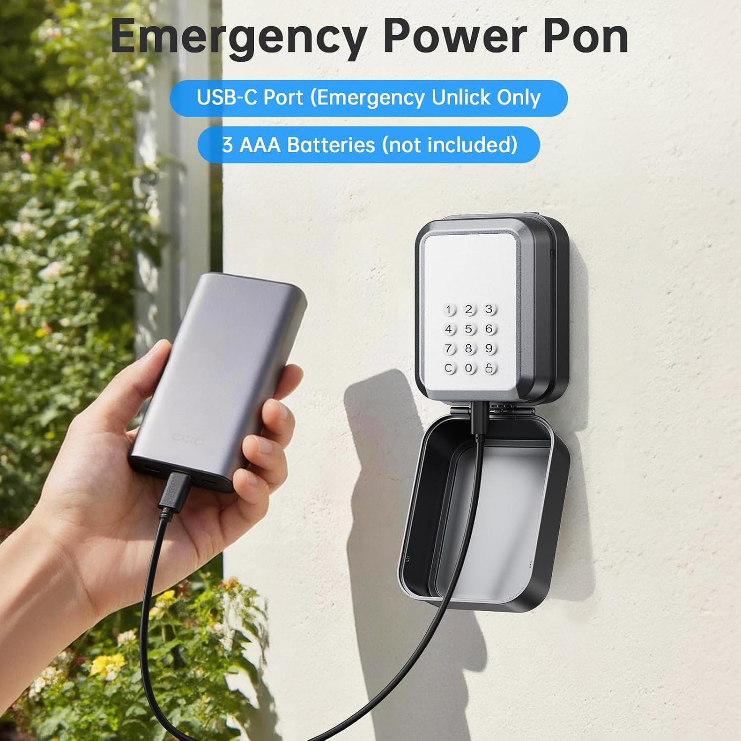 Smart Key Lock Box - Bluetooth APP(Tuya APP) Control & PIN Code, IP65 Weatherproof Wall Mounted Lock Box for Airbnb, Realtor, Home Office, Holds 5 Keys+3 Access Cards