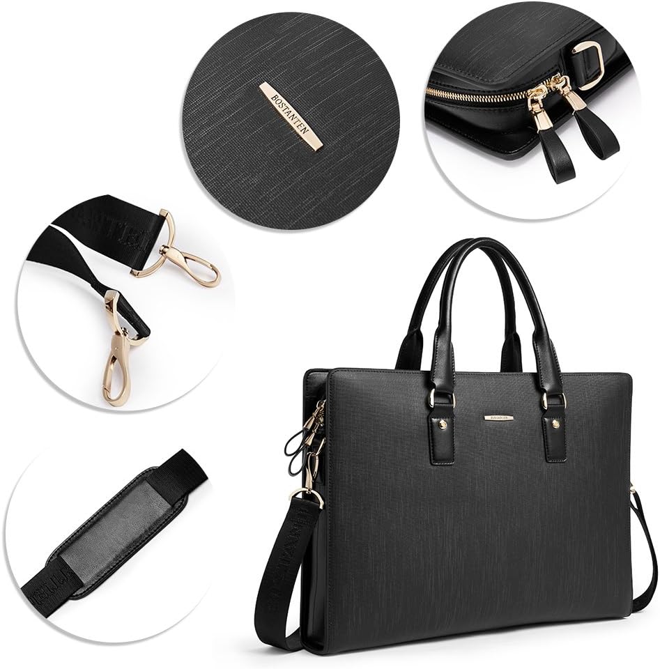 BOSTANTEN Leather Lawyers Briefcase Laptop Business Slim Bags for Men & Women - Image 7