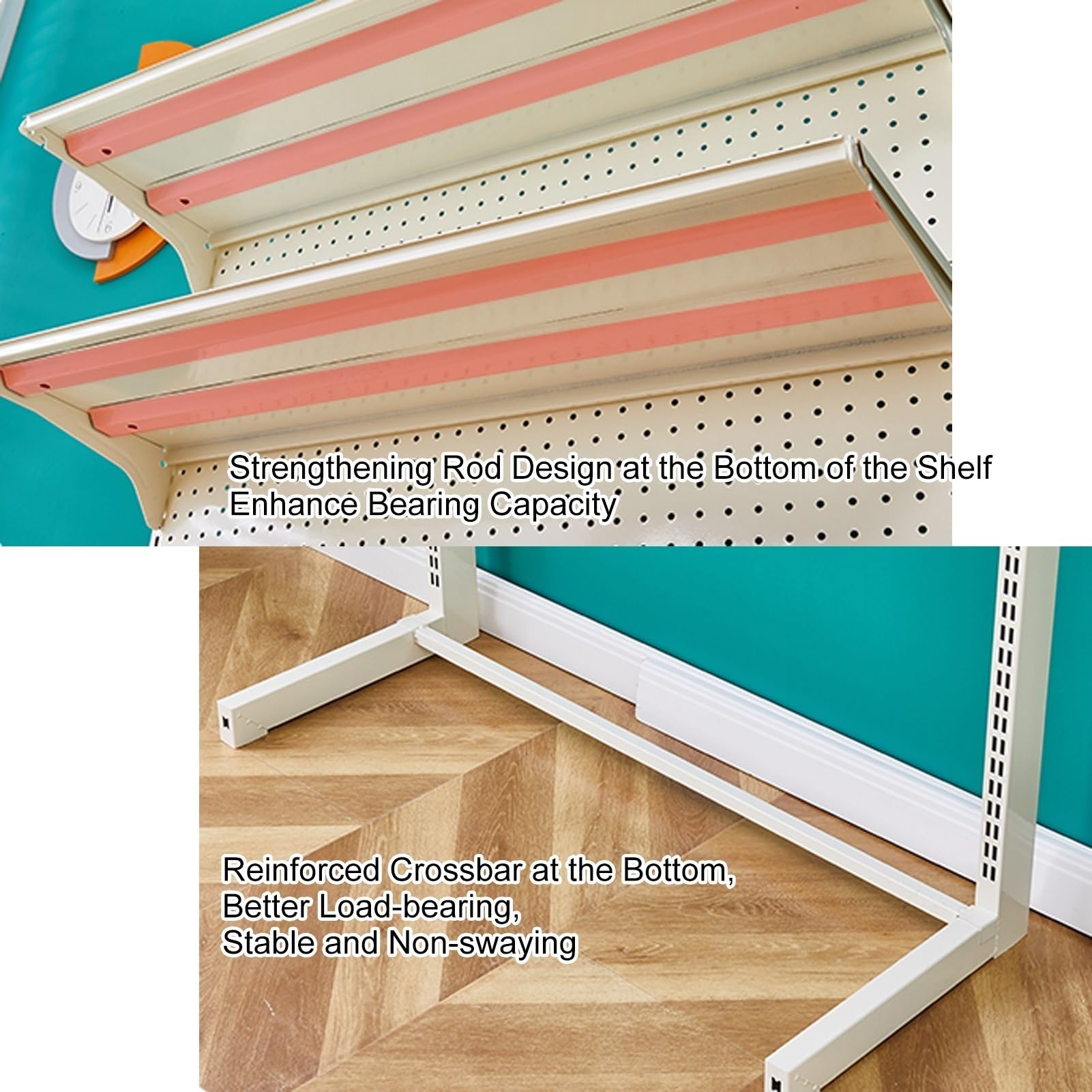 Pegboard da Scrivania, Ripiani Regolabili in Altezza, Pannello Porta Attrezzi Autoportanti, Pannello Forato Metallo, Pannello Portautensili Grandi(Grigio,106x186cm/41.7 * 73in)