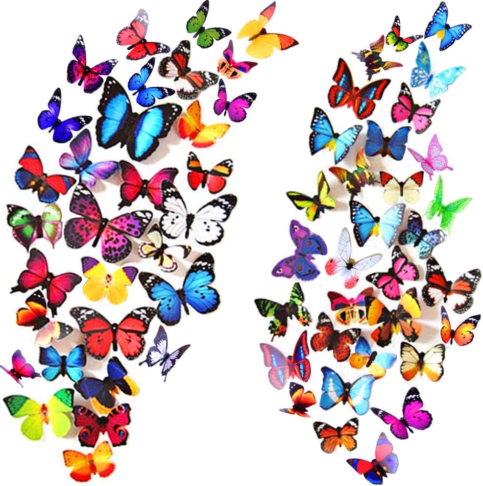 Heansun80 PCS Wall Decal Butterfly, Wall Sticker Decals for Room Home Nursery Decor