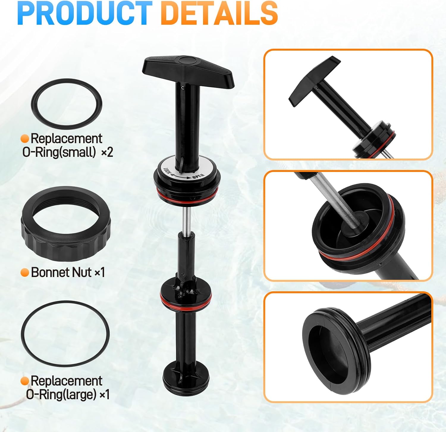 SPX0410BA Handle and Piston Assembly Compatible with Hayward 2 Inch Push-Pull Slide Backwash Valve for SP0410X Series Models SP0410X502S SP0410X602S - Complimentary Spare O-Ring Kit Included