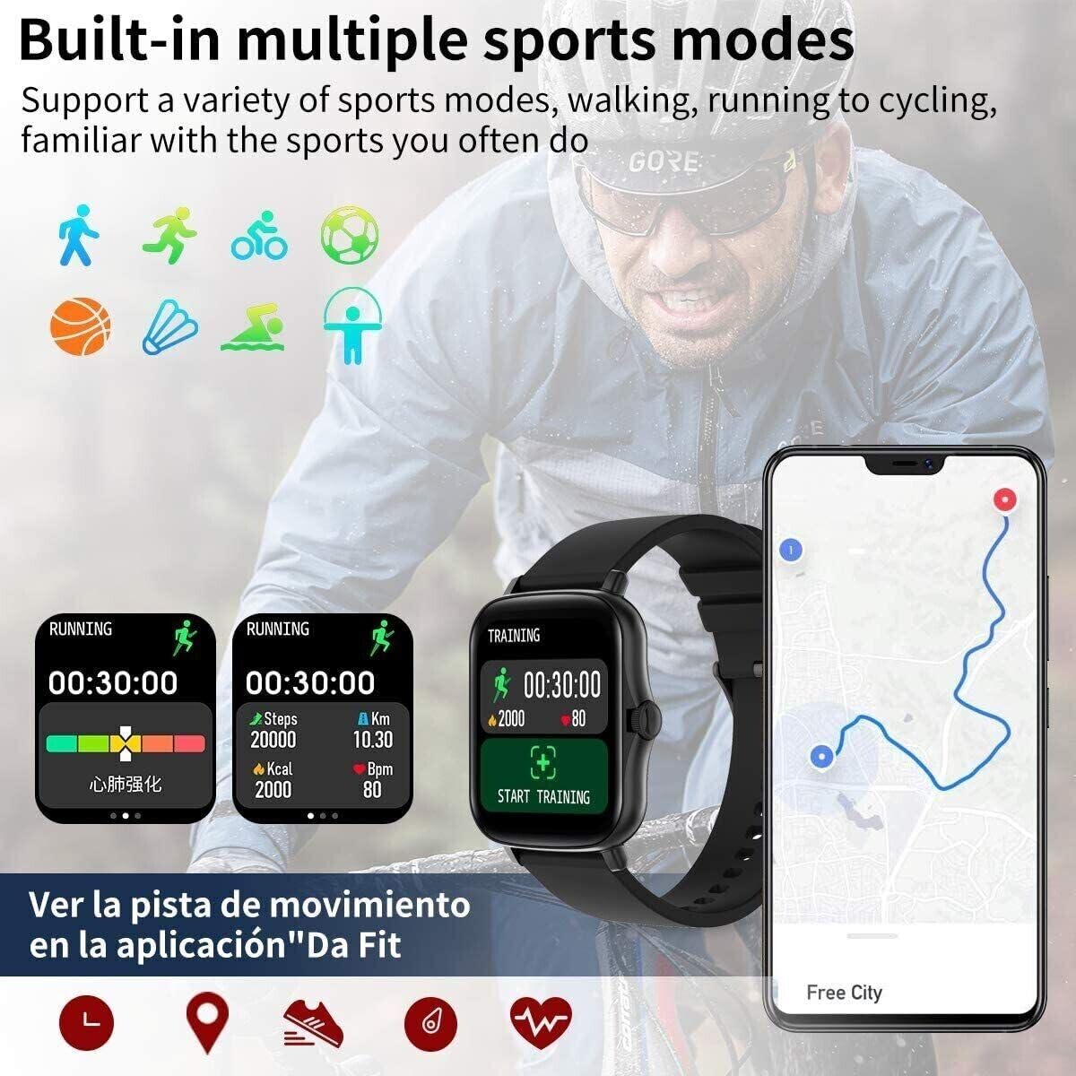 Smartwatch,1.69" HD Orologio Smartwatch Uomo Donna con funzione chiamata, 113+ Sportive Smart Watch Contapassi/Cardiofrequenzimetro/Sonno, Impermeabil IP68 Fitness Tracker per iOS Android (Argento)