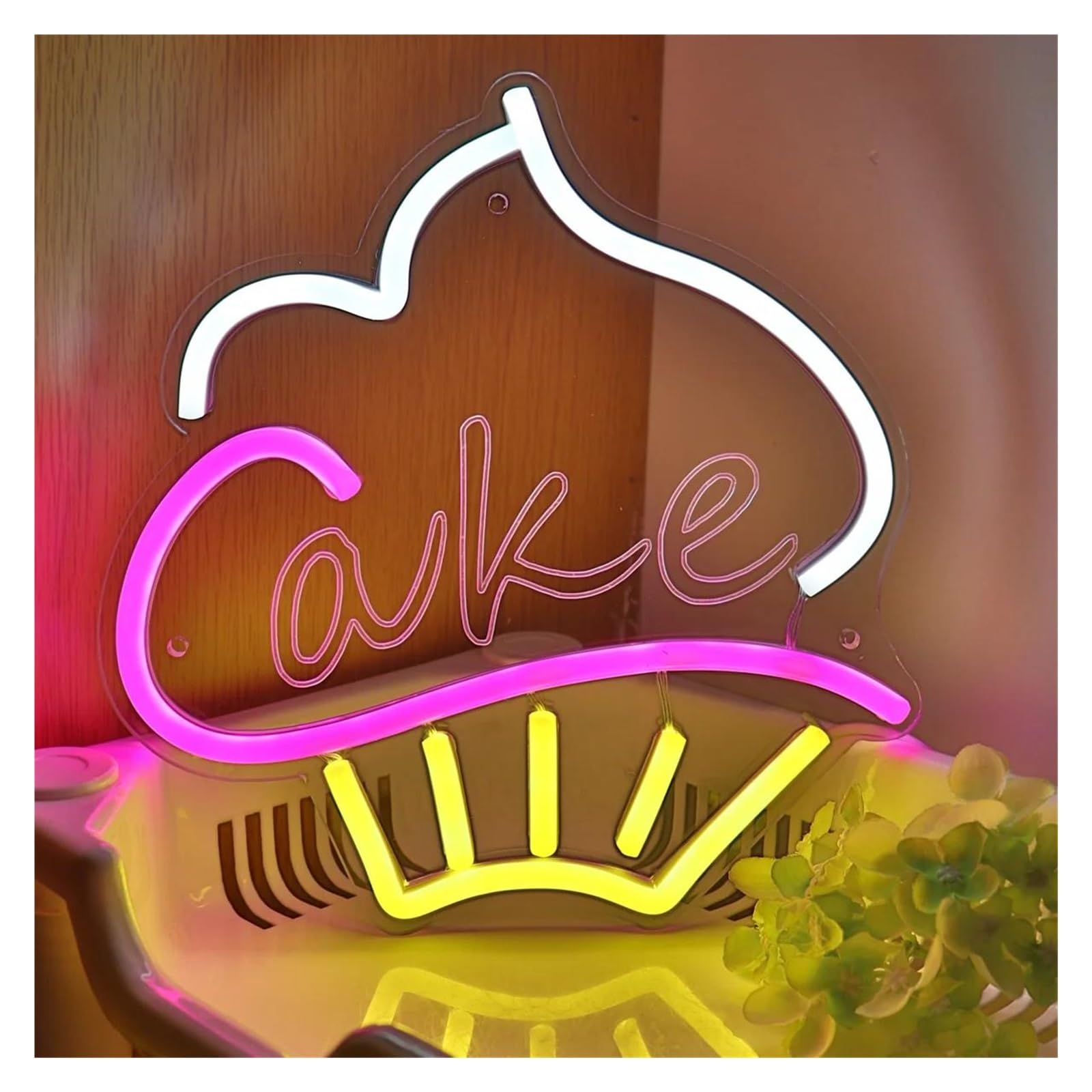 Luz de Diseño de Digital Letrero De Neón De Pared Regulable Para Cupcakes, Luz Nocturna Alimentada Por USB De 5V Para Decoración De Tienda, Club De Fiesta 22cmx22.9cm