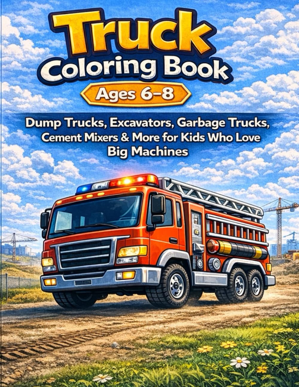 Truck Coloring Book for Kids Ages 6–8: Dump Trucks, Excavators, Garbage Trucks, Cement Mixers & More for Kids Who Love Big Machines