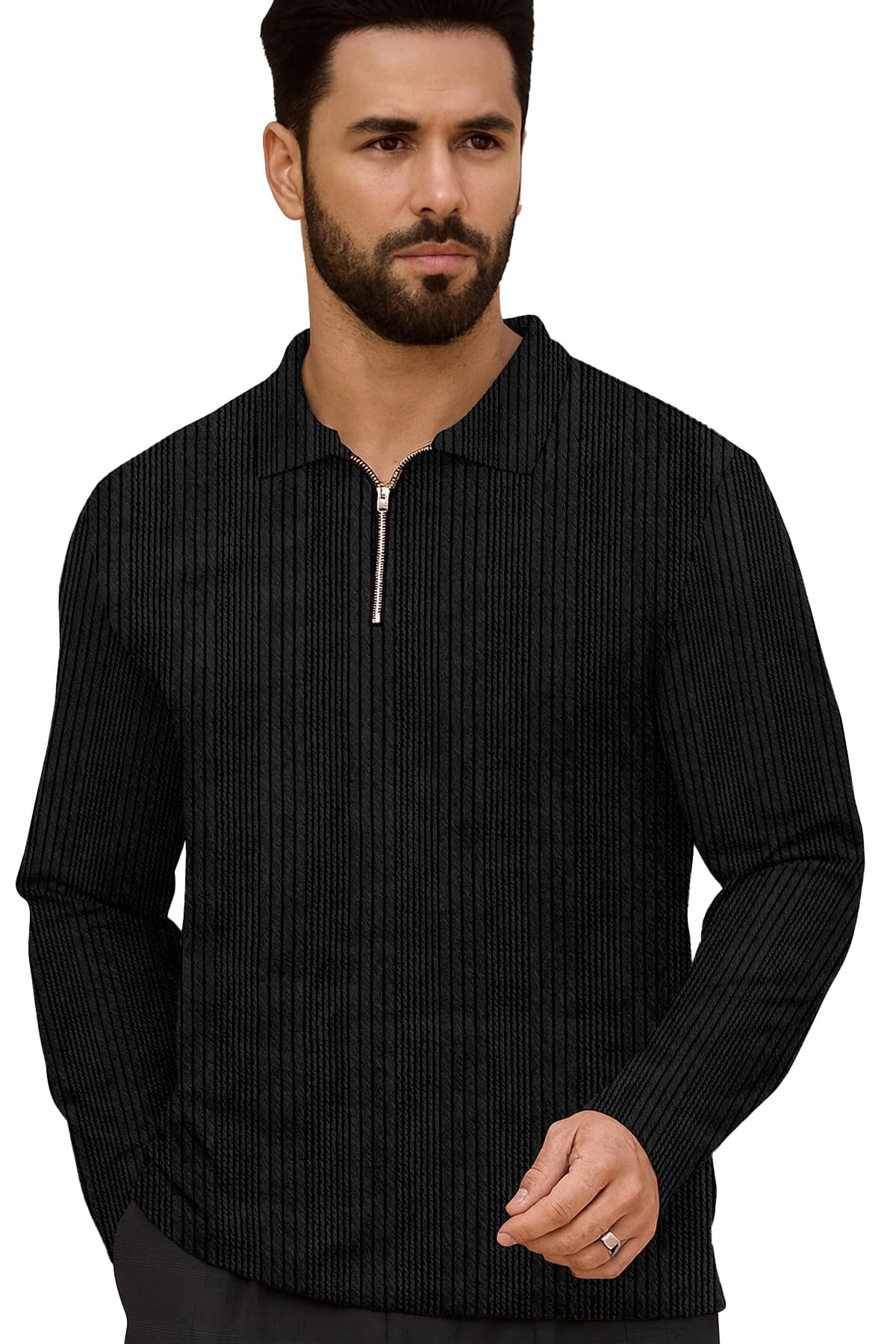 KAJARU Men's Ribbed Full Sleeve Zip-Up Sweater, Casual Wear-picture-10