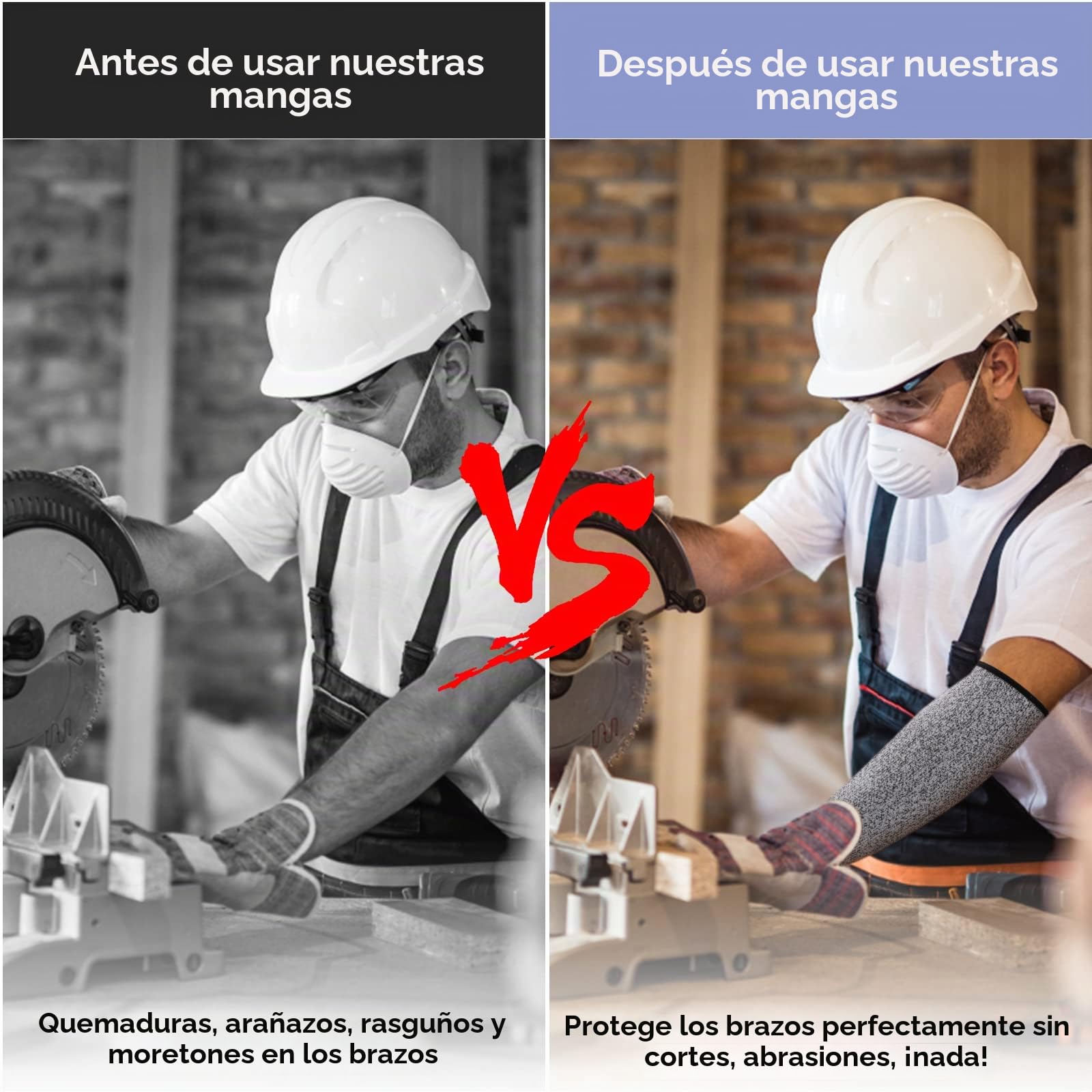 Mangas Protectora para el Antebrazo Nivel 5 Protección para el Brazo Evita Arañazos Manga de Trabajo de Punto con Orificio para el Pulgar Protección para el Brazo para Cocinar Tallar yHacer Jardinería