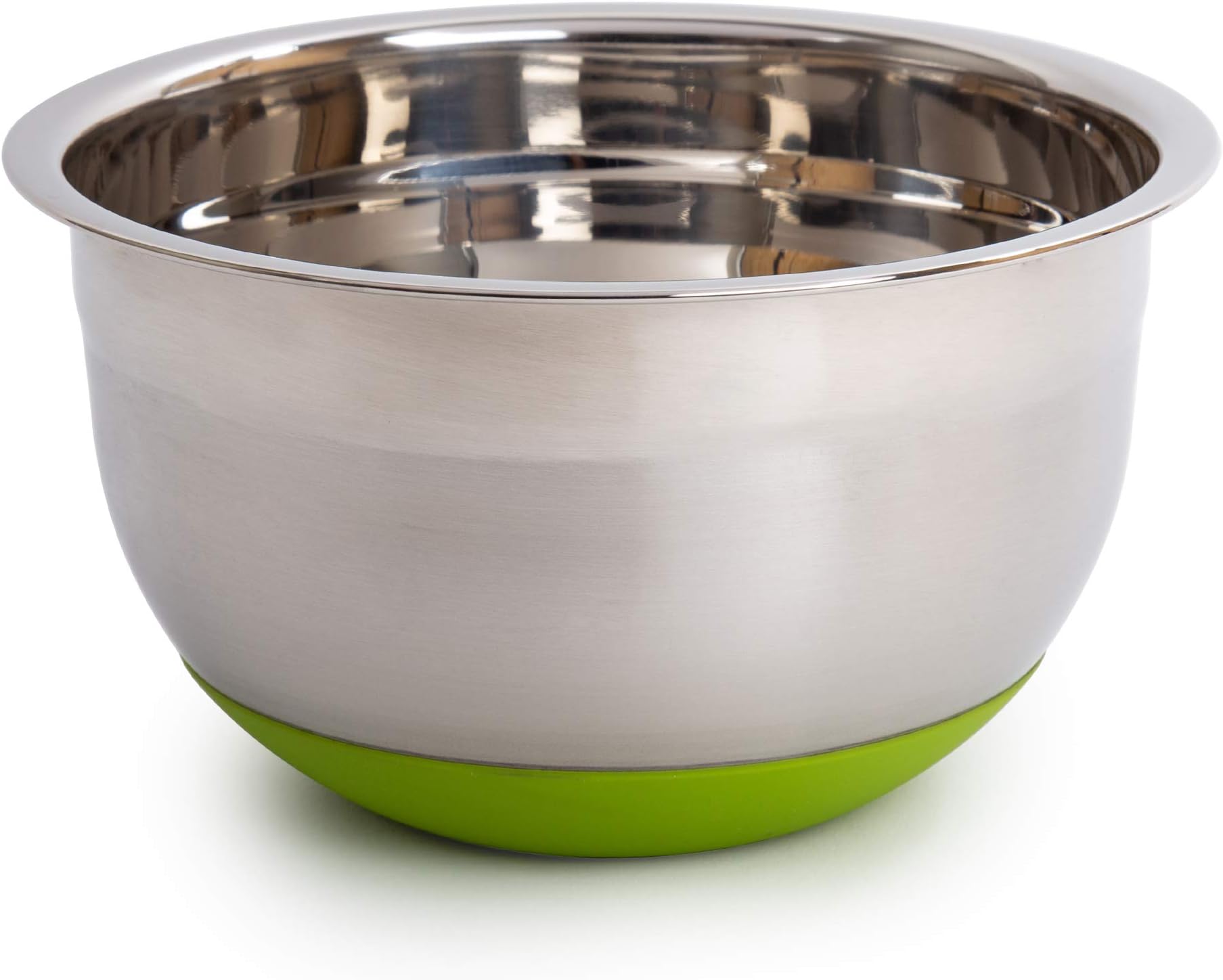 Luciano HousewaresStainless Steel Non-Slip Silicone Bottom Gourmet Mixing Bowl, 7 x 7 inches, Lime Green (70321)