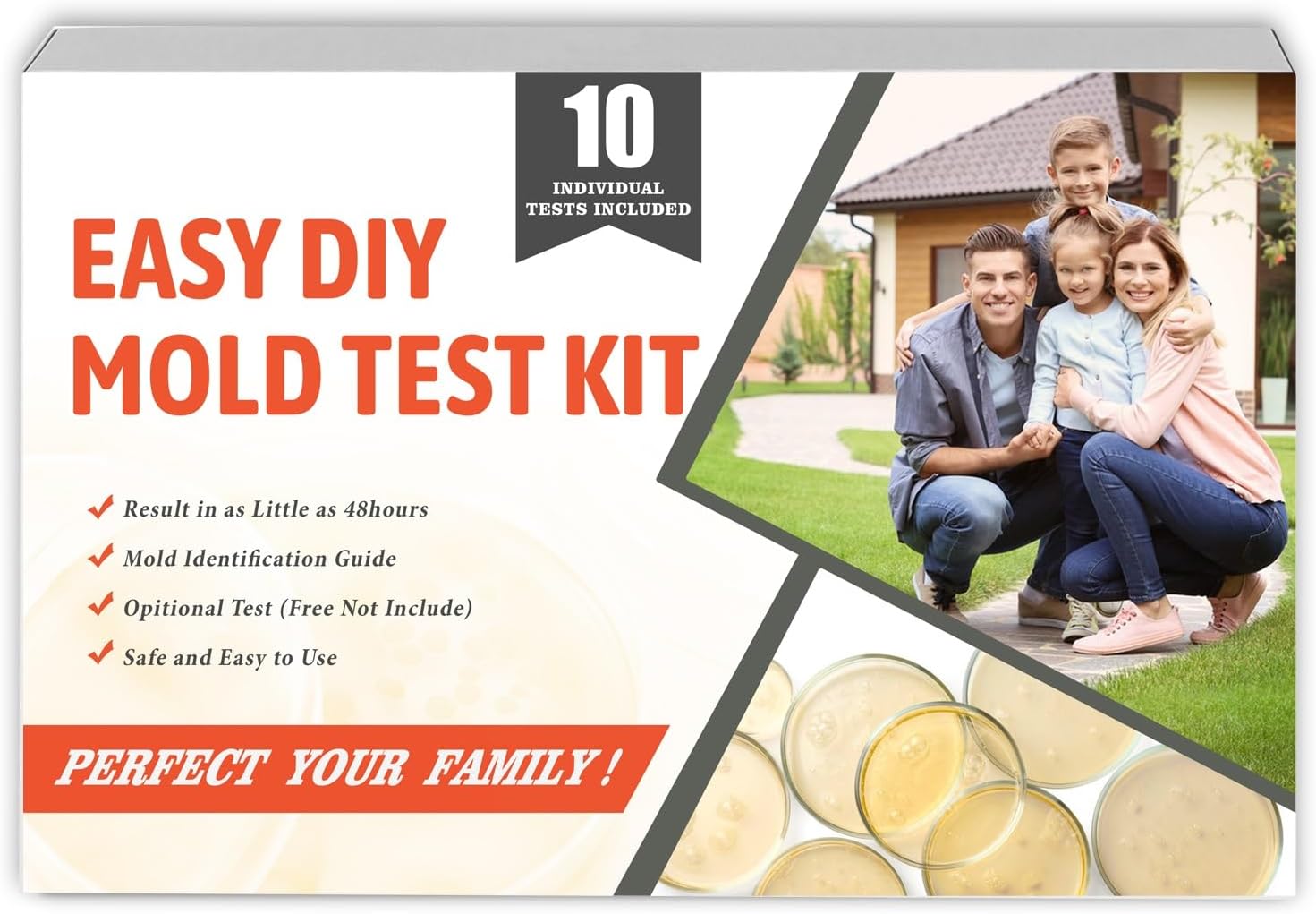 Mold Testing Kit for Home Air Quality - Test 10 Room, DIY Home Mold Detector Kit, Home Air & Surface, HVAC Indoor Quick Mold Testing Kit for Home, Identification & Remove Guide Included