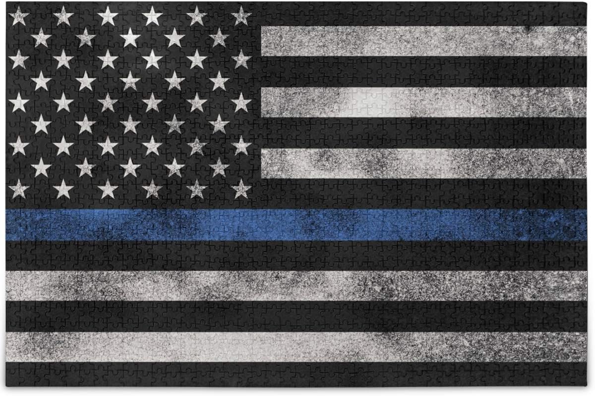 Oarencol Black White and Blue Stripe American Police Flag Jigsaw Puzzle Honoring Law Enforcement Officers 1000 Pieces Puzzles for Adults Kids DIY Gifts : Toys & Games