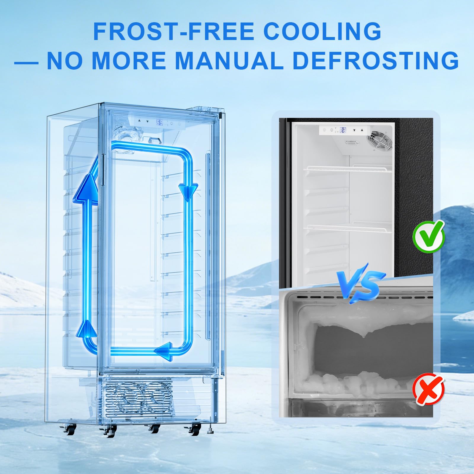 Antarctic Star Outdoor Beverage Refrigerator, 9 Cu. Ft. Glass Door Drink Fridge, Commercial Display Refrigerator With 4 Adjustable Shelves, For Shops, Restaurants, Bars on Fridge.com - View 6