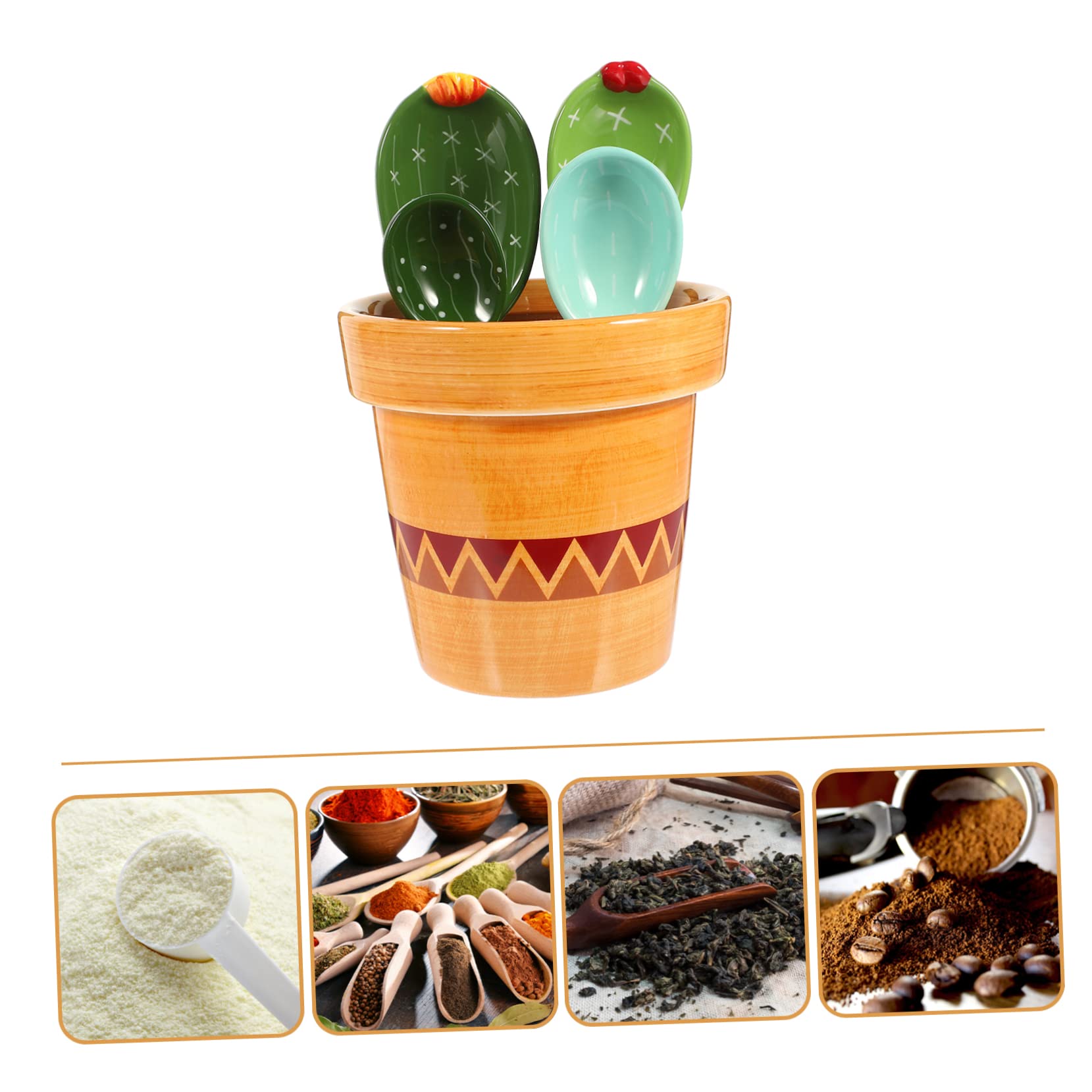 Cucharas Medidoras Cactus 5 Piezas de Cerámica para Hornear