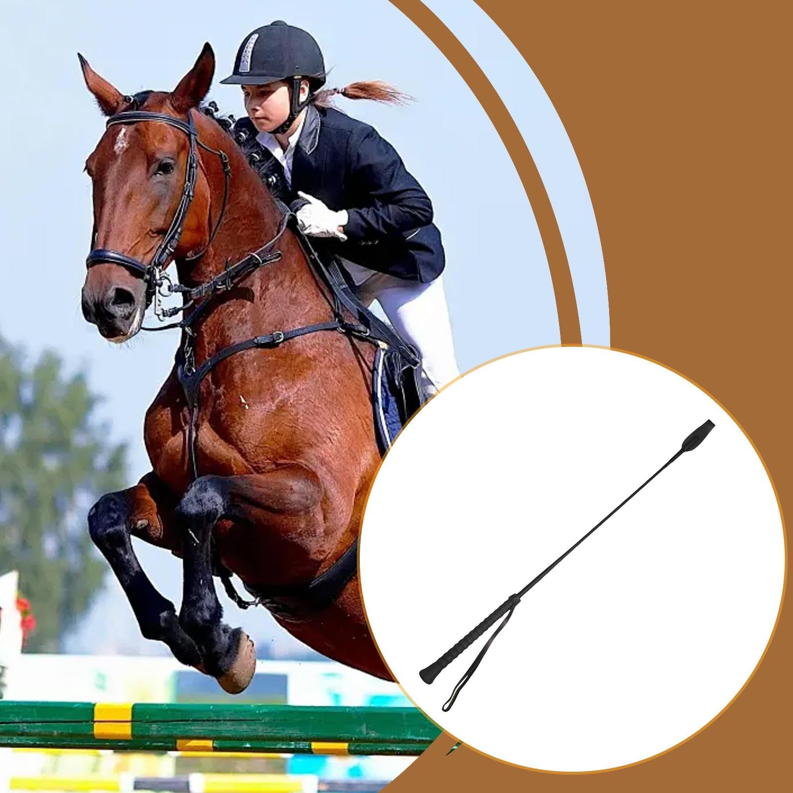 Frusta da Equitazione per Cavalli in PU Resistente, Impugnatura Antiscivolo, Attrezzatura per Equitazione e addestramento equestre.