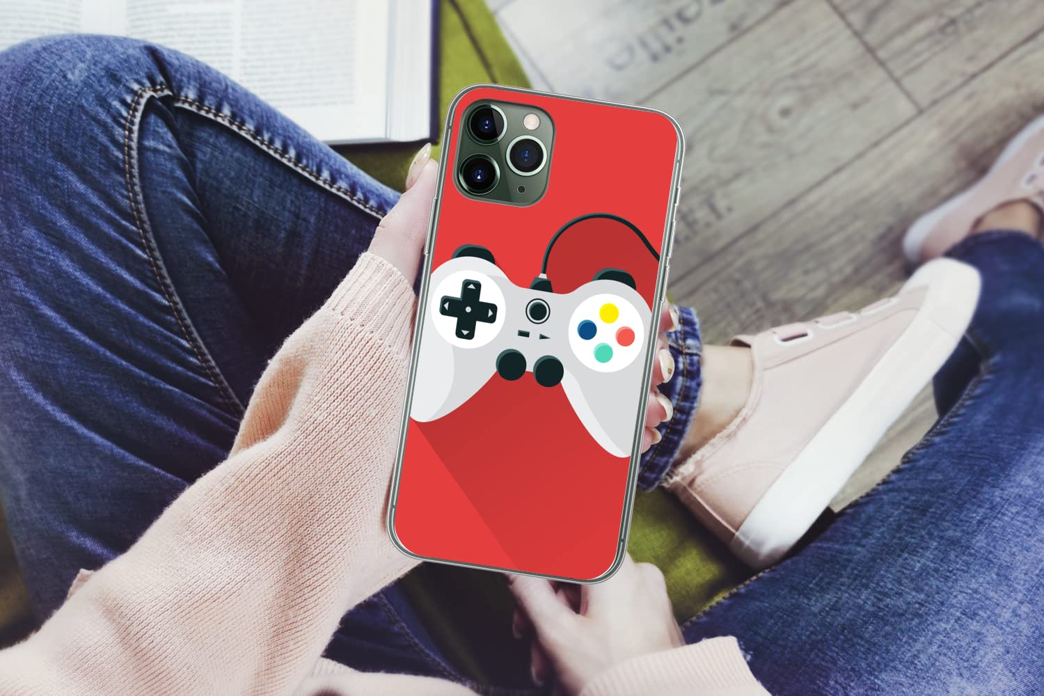 MuchoWow Funda para iPhone 11 Pro - Mando - Gaming - Rojo - Funda de Silicona/Funda Blanda para teléfono móvil