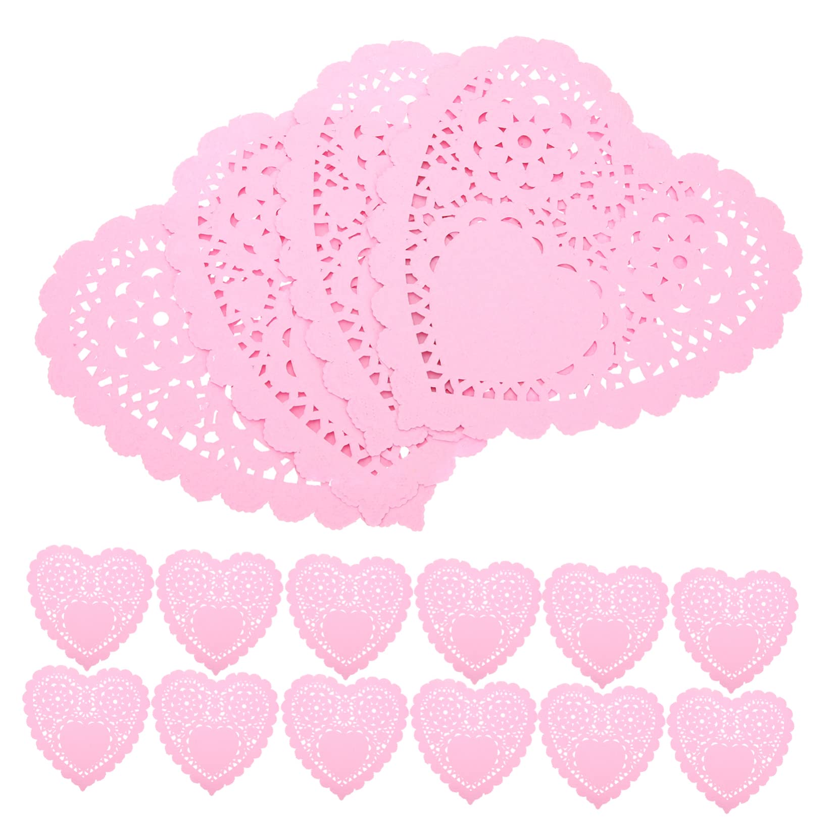 SOLUSTRE Valentine's Day Heart Table Towel 100pcs Paper Doilies Coasters Drinks Heart Coaster Holder Decorations Set