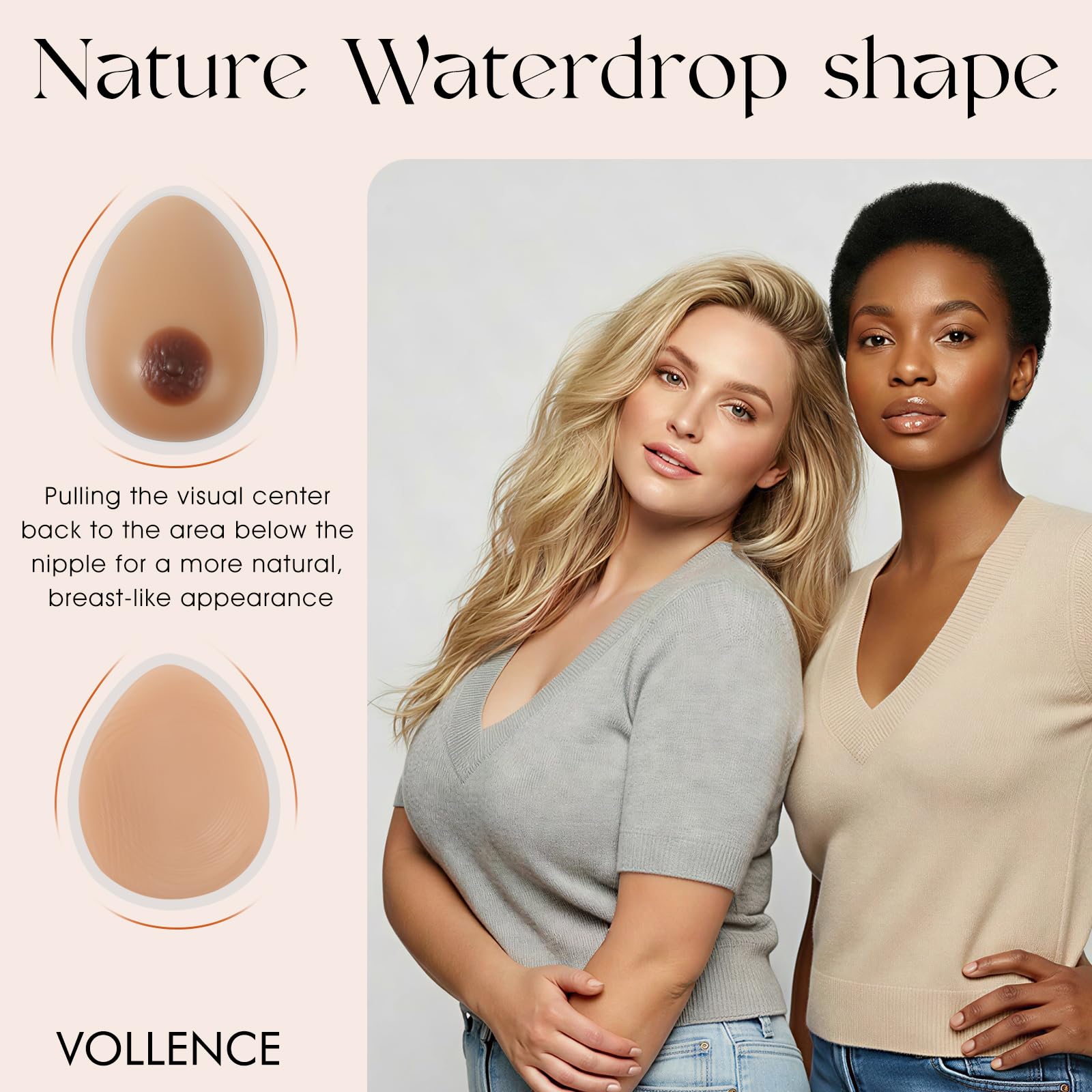 Vollence Formes de Seins en Silicone Auto-adhésifs Faux Seins pour prothèse de Mastectomie Cosplay CD