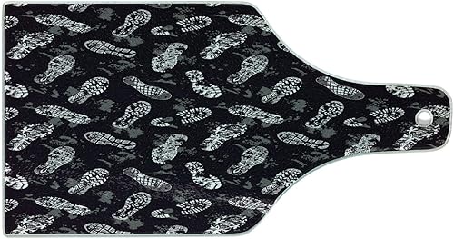 Lunarable Sports Cutting Board, Rhythmic Active Sneakers Running Walking Path Motifs Illustration, Decorative Tempered Glass Cutting and Serving