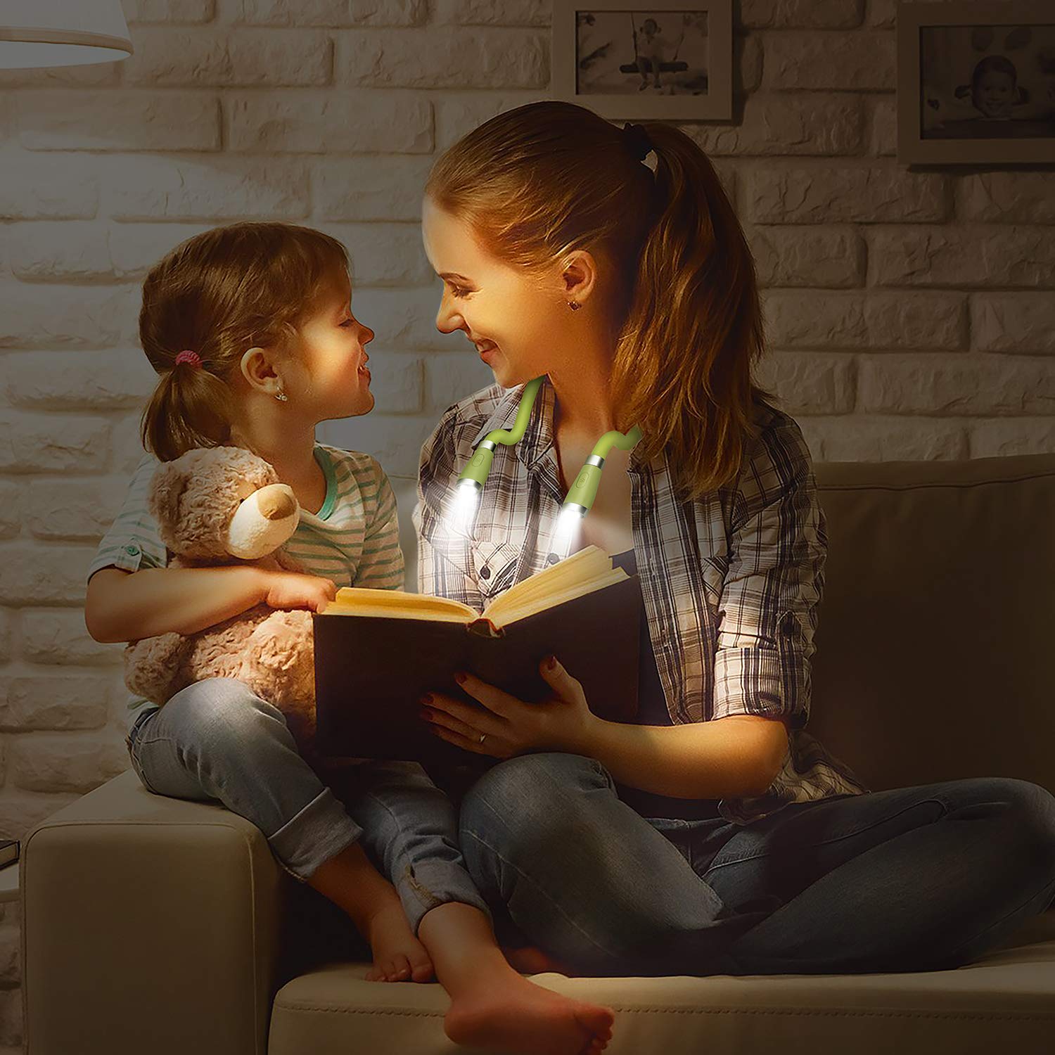 Nackenbuch-Licht LED Leselampe USB wiederaufladbar Freisprecheinrichtung 4 LED Birnen 4 einstellbare Helligkeit zum Lesen im Bett oder Lesen in Autolampe Grün grün