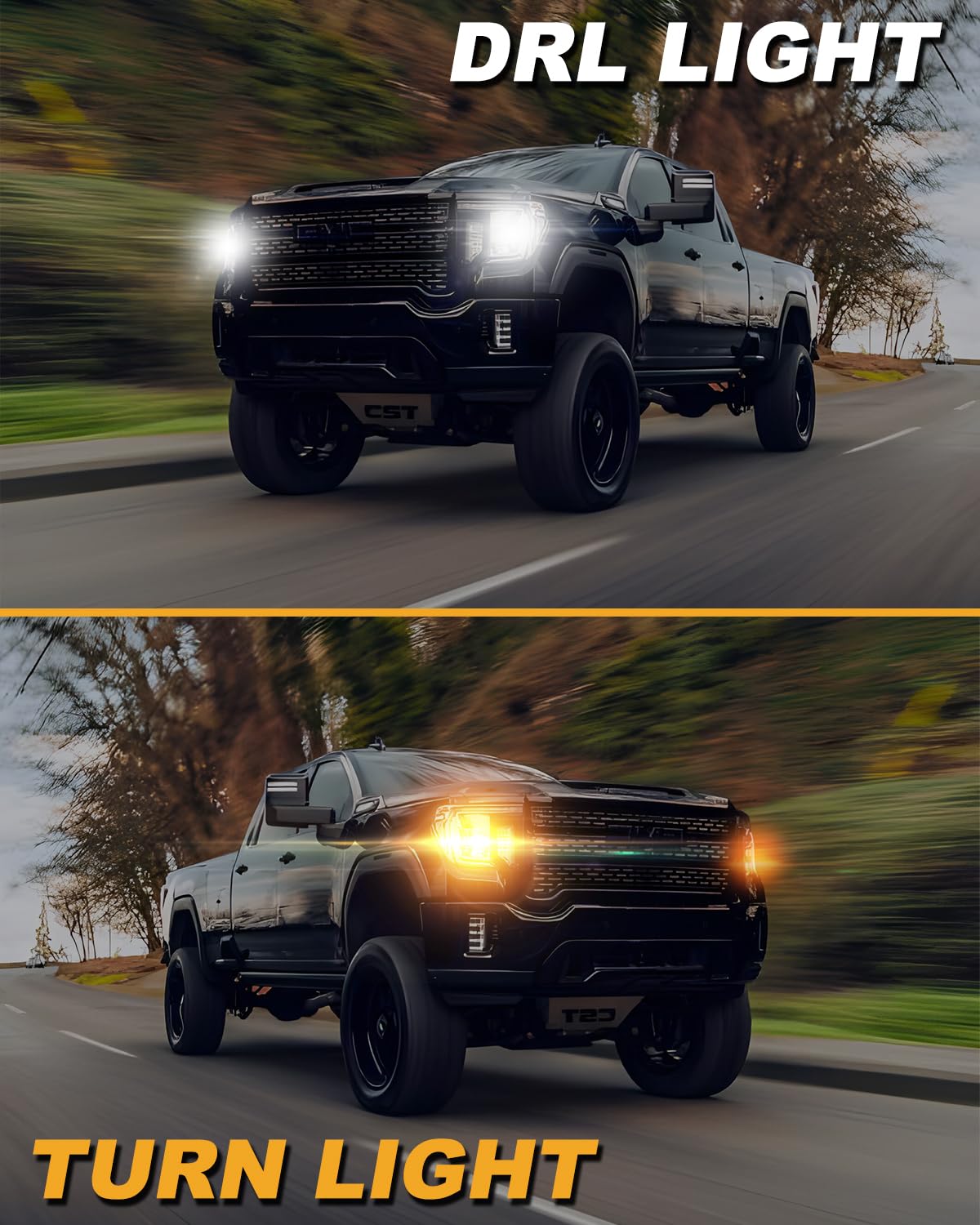 GZ5CG 7443 Led Bulbs Switchback Amber White 12V 28W 2000Lumen with Turbo Fan for Turn Signal DRL Parking Lights, Standard Socket, 2Pcs