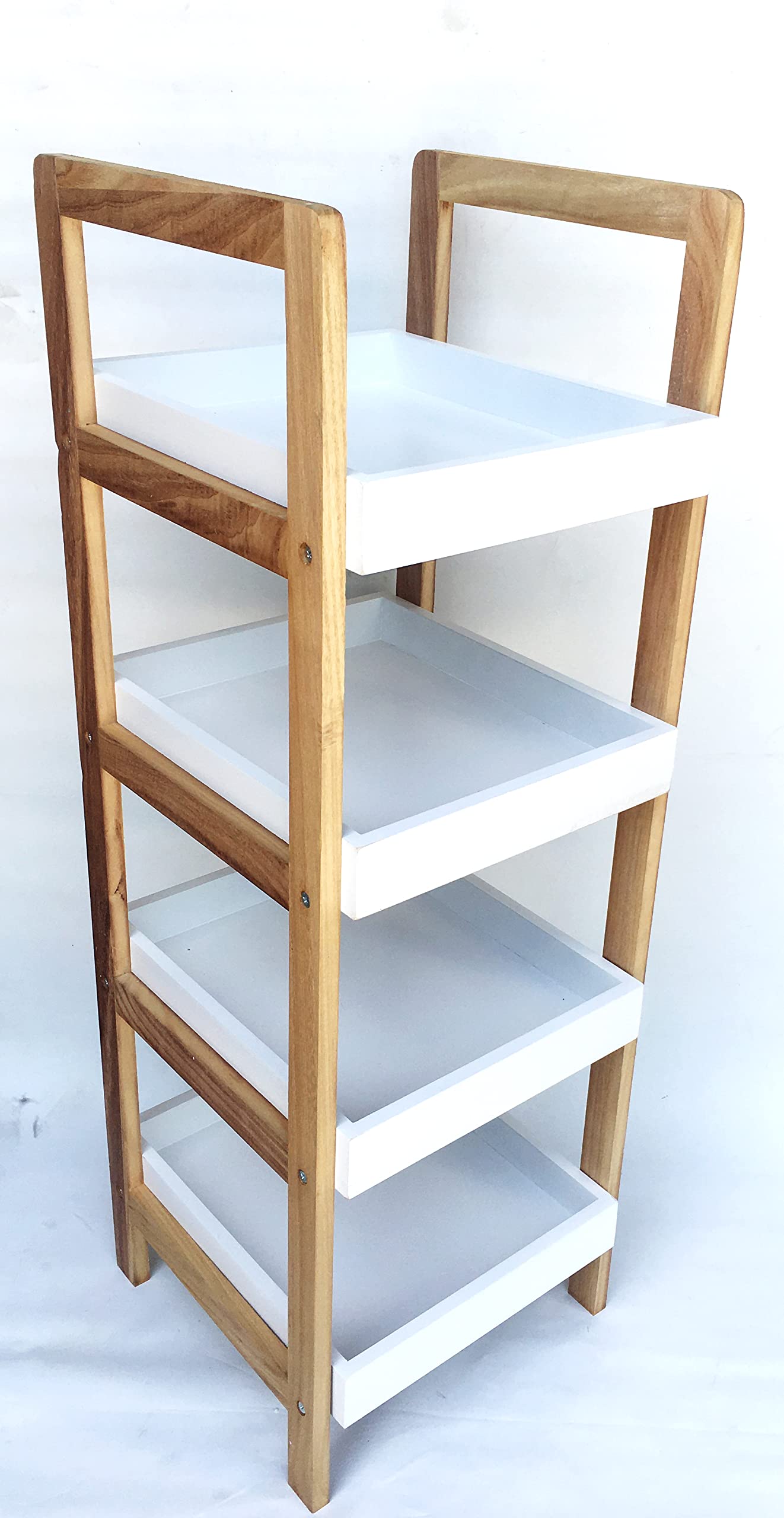 Makeup Toy Multipurpose Bathroom Storage Organizer Rack Shelf Bamboo Stand Flowers Rack Plants Stand Wooden Bookcase Multifunctional Storage Rack Shelving Unit for Office,Living Room,Kitchen (4-Floor)