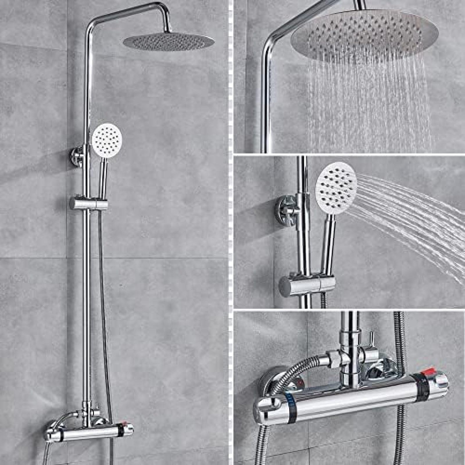 Mélangeur thermostatique et pommeau 10 pouces chrome de haute qualité