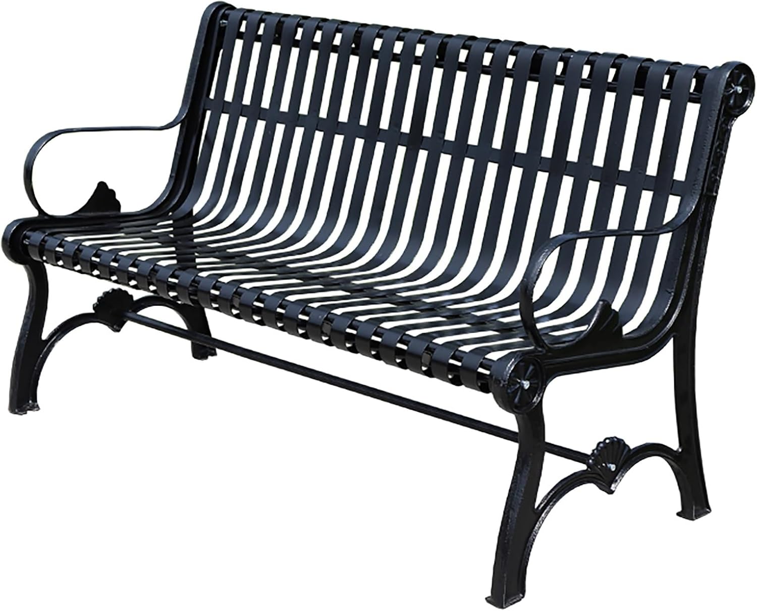 Heavy-Duty Garden Bench for Outdoor Seating, Supports 200kg, Comfortable Patio Bench with Backrest & Armrests, Perfect for Park, Lawn & Yard - 120CM/47in, Color B
